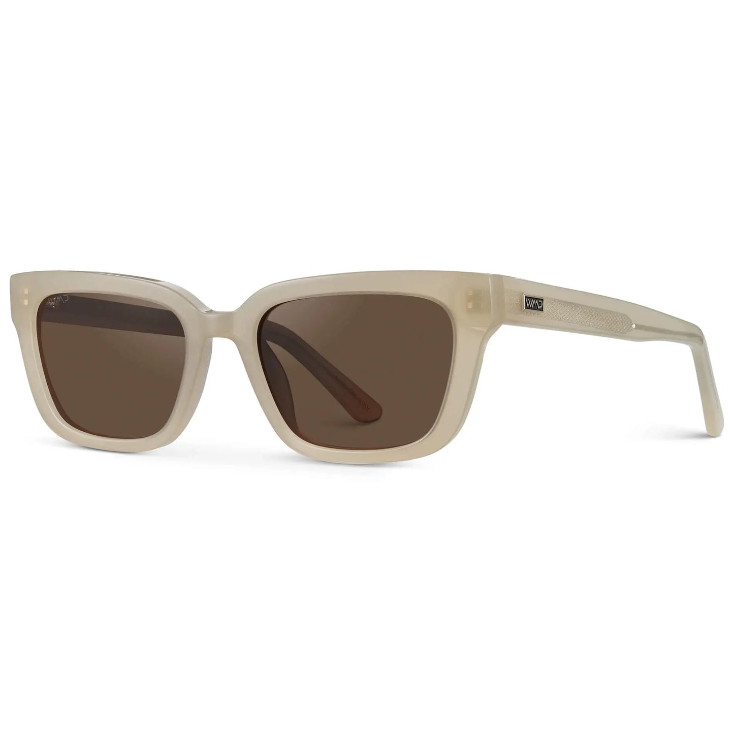 Pearl Beige / Brown Lens || Women's Rectangular Polarized Sunglasses with Beige Acetate Frame and Brown Lens