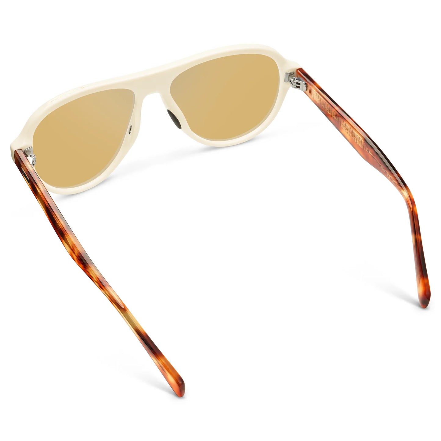 Ivory Tortoise / Yellow Tinted Lens || Back view of Women's Rounded Aviator Sunglasses with Ivory Tortoise Frame and Yellow Tinted Lenses on a white background