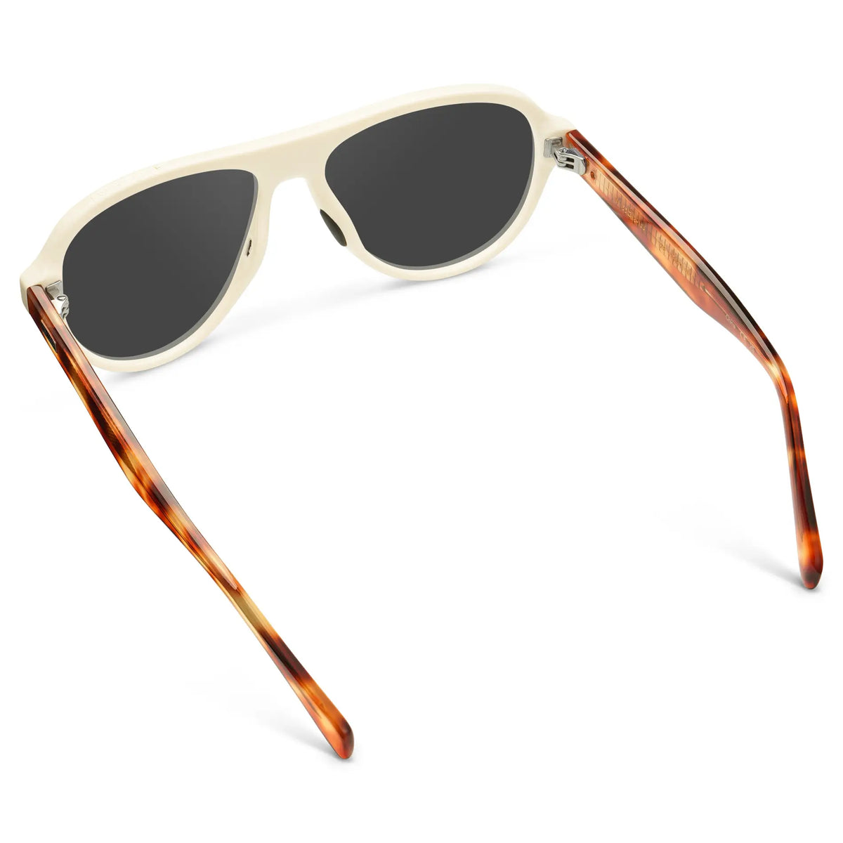 Ivory Tortoise / Grey || Back view of Women's Rounded Aviator Prescription Sunglasses with Ivory Tortoise Frame and Grey Lenses on a white background