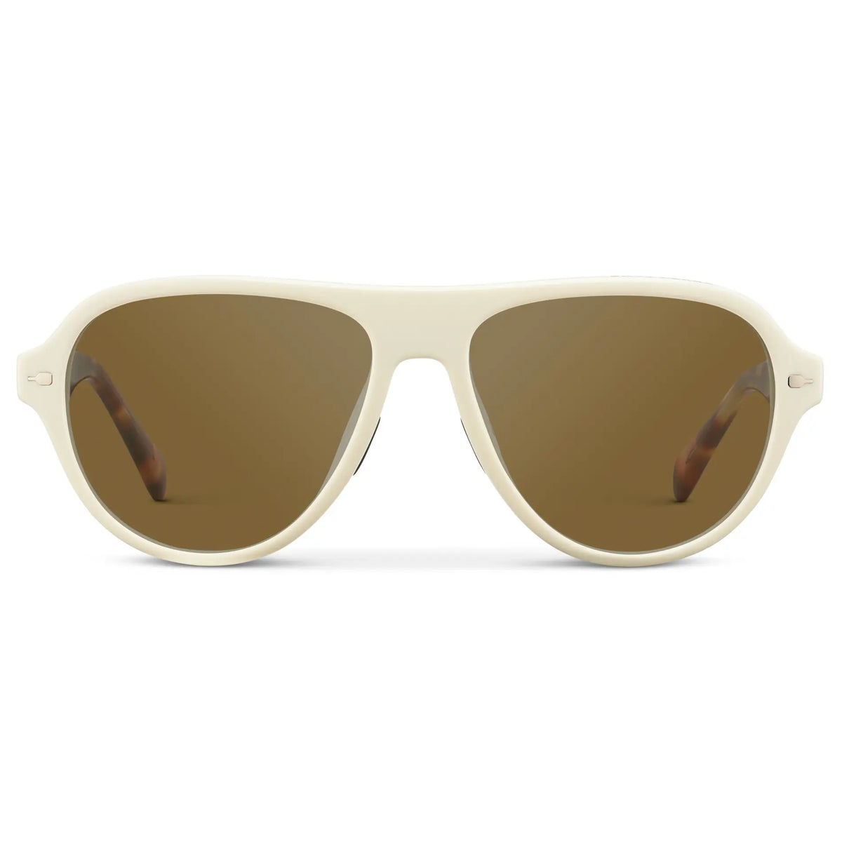 Ivory Tortoise / Amber || Women's Rounded Aviator Prescription Sunglasses with Ivory Tortoise Frame and Brown Lenses on a white background