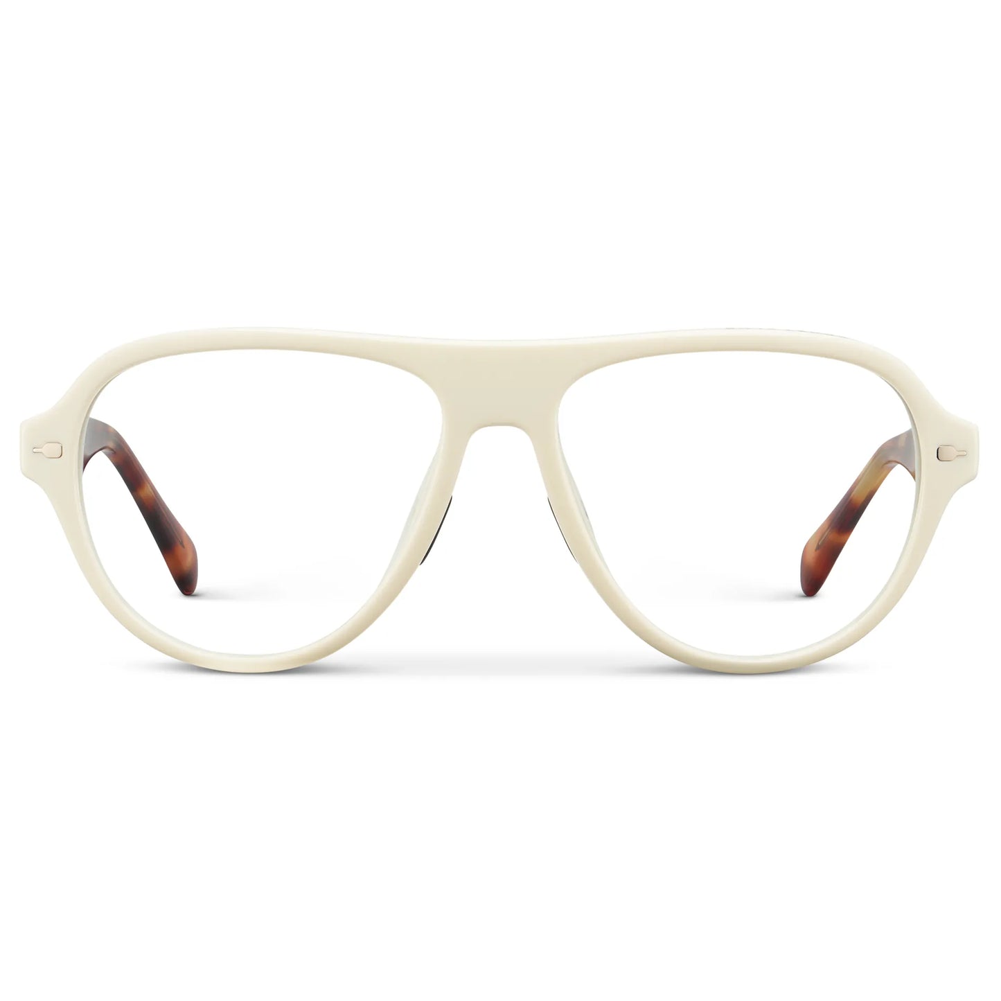 Ivory Tortoise || Women's Rounded Aviator Prescription Eyeglasses with Ivory Tortoise Frame and Clear Lenses on a white background