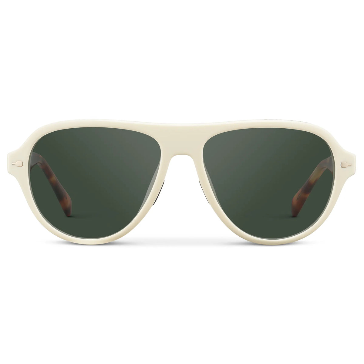 Ivory Tortoise / G15 || Women's Rounded Aviator Prescription Sunglasses with Ivory Tortoise Frame and Green Lenses on a white background