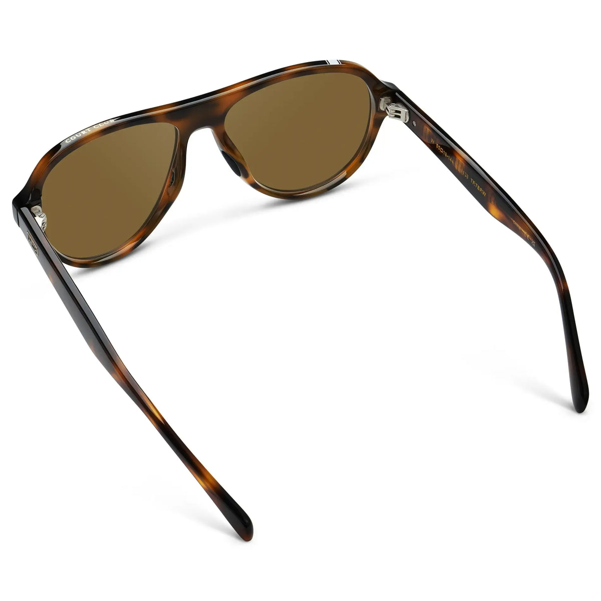 Brown Tortoise / Amber || Back view of Women's Rounded Aviator Prescription Sunglasses with Brown Tortoise Frame and Brown Lenses on a white background