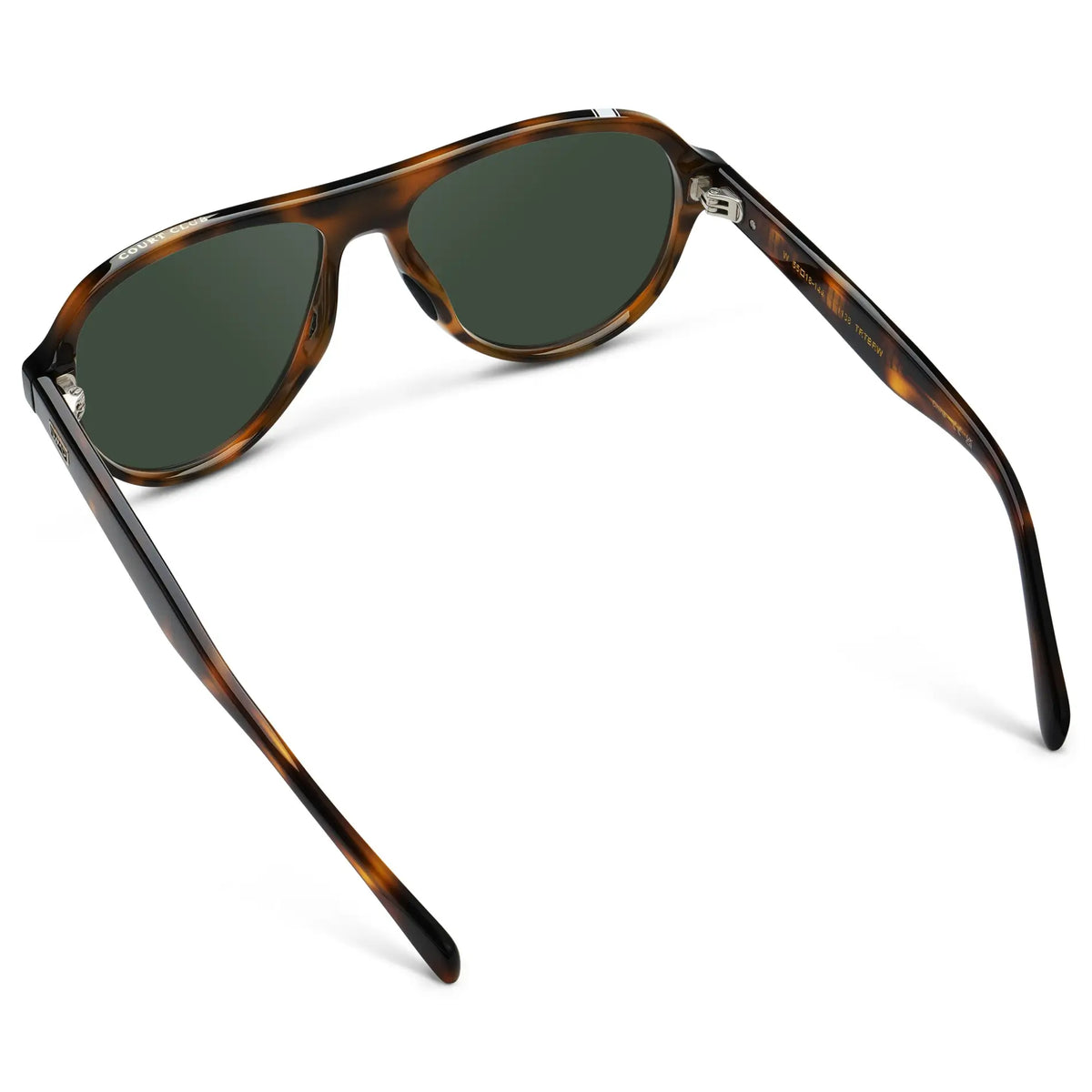 Brown Tortoise / G15 || Back view of Women's Rounded Aviator Prescription Sunglasses with Brown Tortoise Frame and Green Lenses on a white background