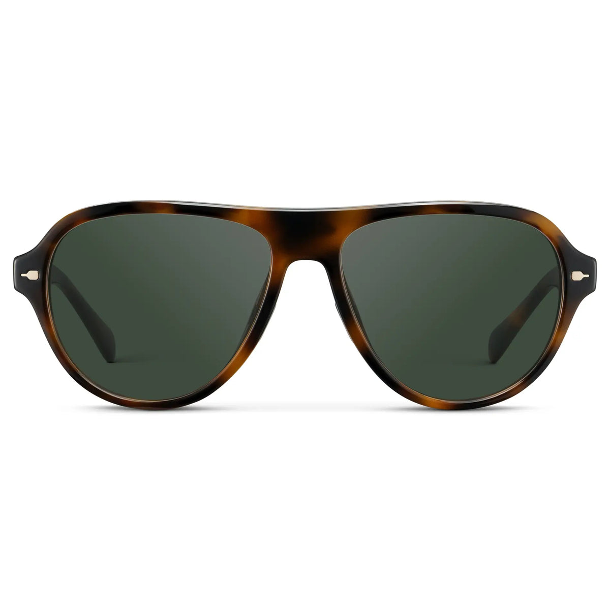 Brown Tortoise / G15 || Women's Rounded Aviator Prescription Sunglasses with Brown Tortoise Frame and Green Lenses on a white background