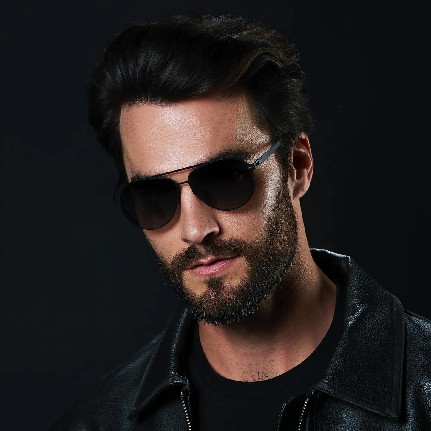 Matte Black / Black Gradient Lens || Unisex Polarized Aviator Sunglasses with Matte Black Beta Titanium Metal Frame, Screwless Hinges, and Ultra Polarized Black Gradient Nylon Lens