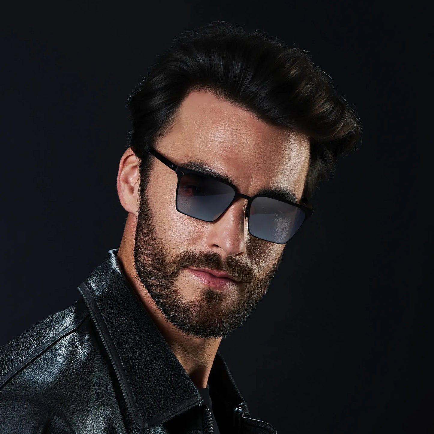 Matte Black / Silver Lens || Men's Polarized Sunglasses with Matte Black Beta Titanium Metal Frame, Screwless Hinges, and Ultra Polarized Silver Gradient Nylon Lens