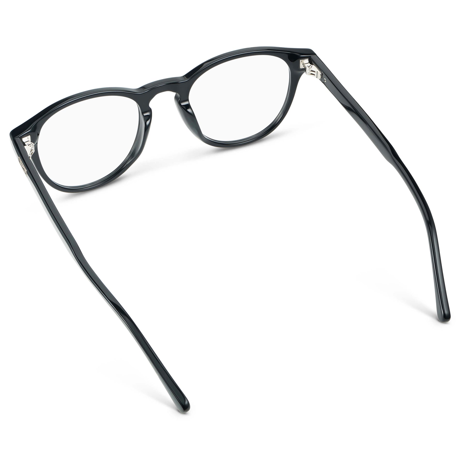 Black || Unisex Round Blue Light Blocking Glasses with Black Acetate Frame and Clear Lens