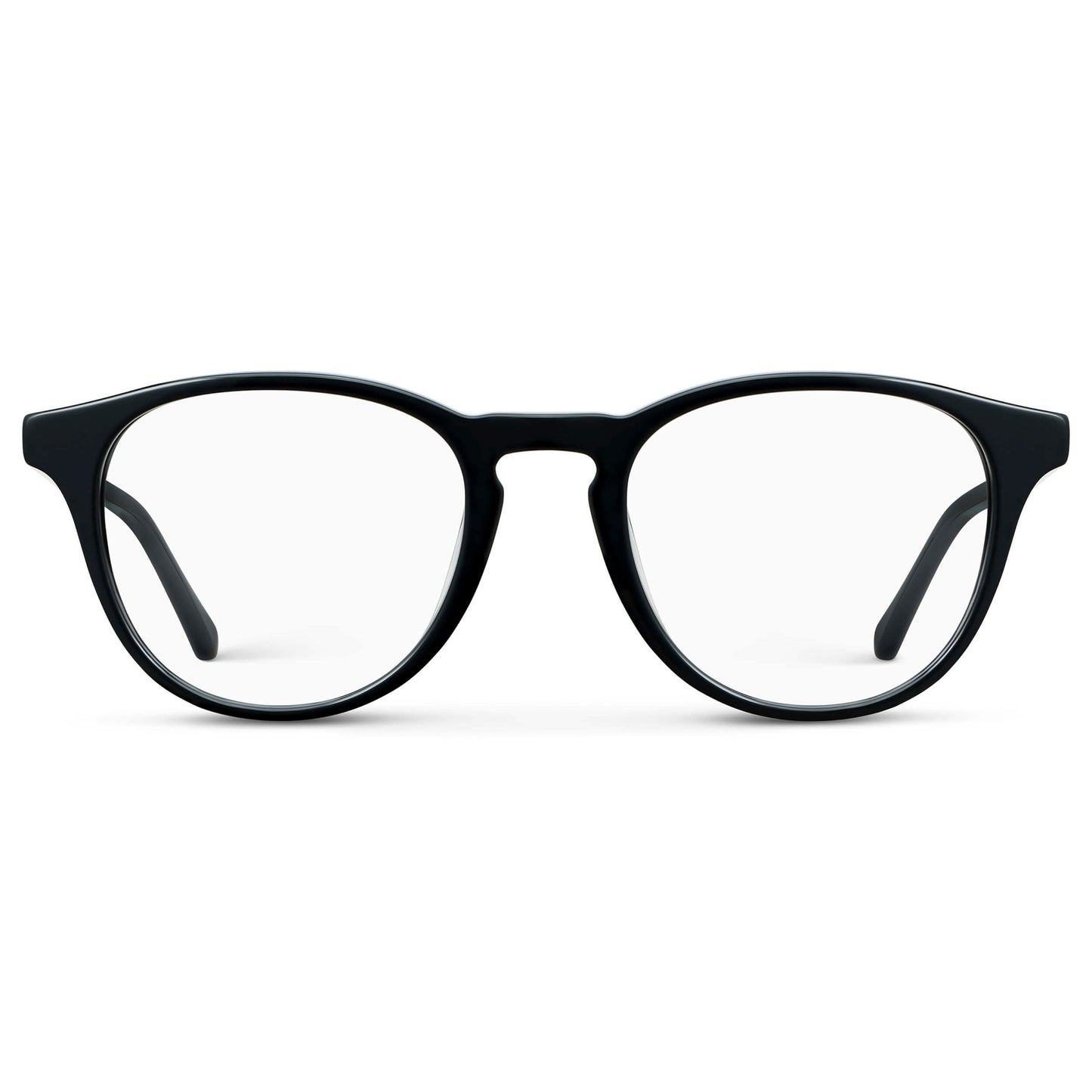 Black || Unisex Round Blue Light Blocking Glasses with Black Acetate Frame and Clear Lens
