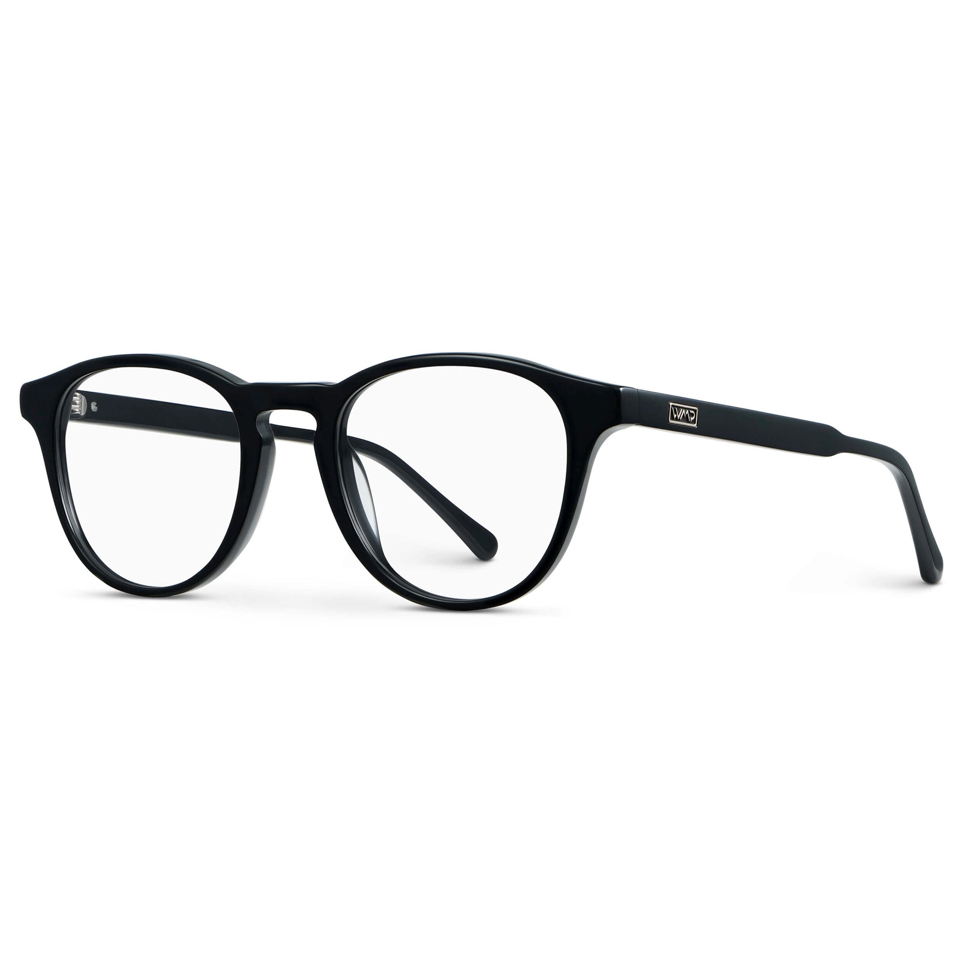 Black || Unisex Round Blue Light Blocking Glasses with Black Acetate Frame and Clear Lens