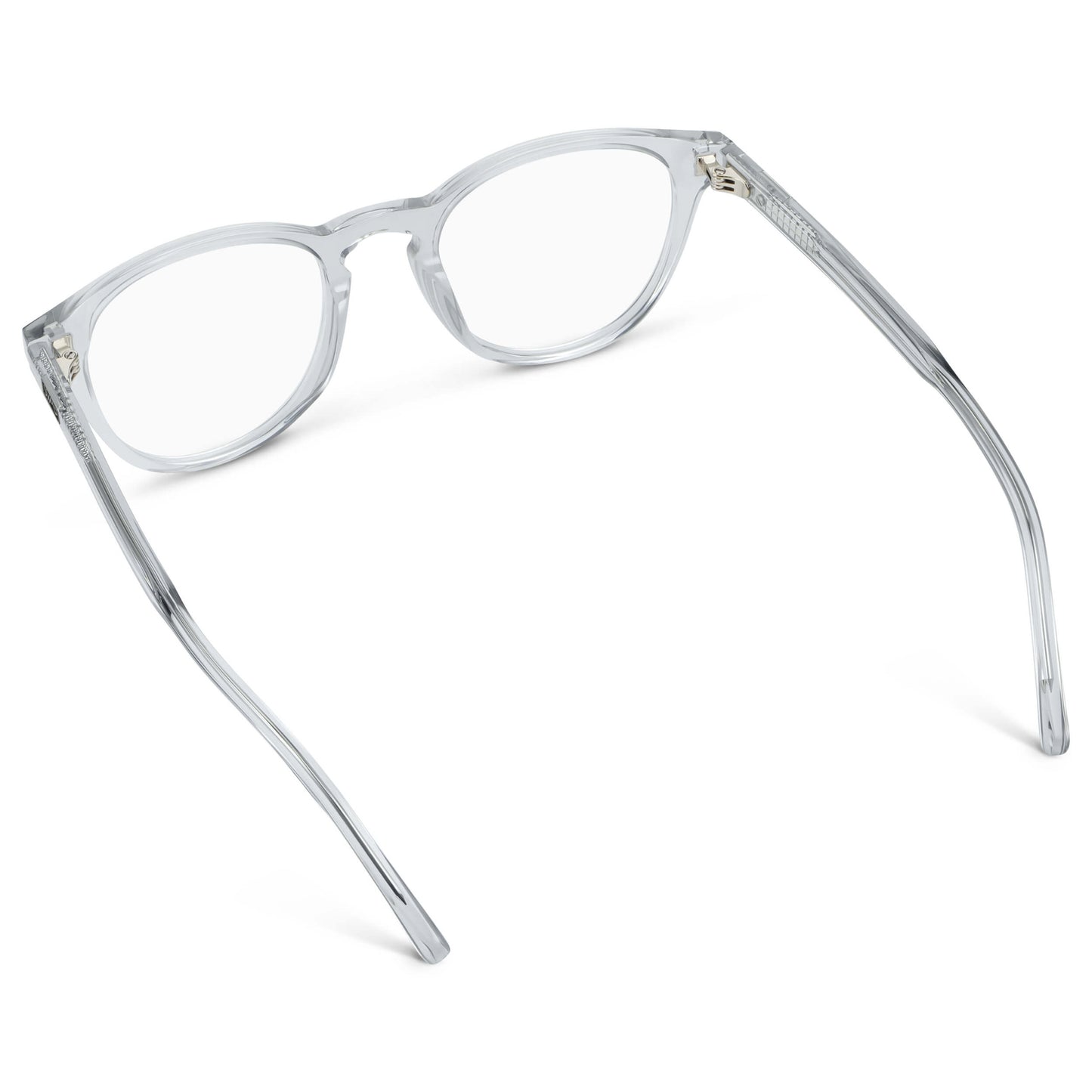Crystal Ice Grey || Unisex Round Blue Light Blocking Glasses with Clear Acetate Frame and Clear Lens