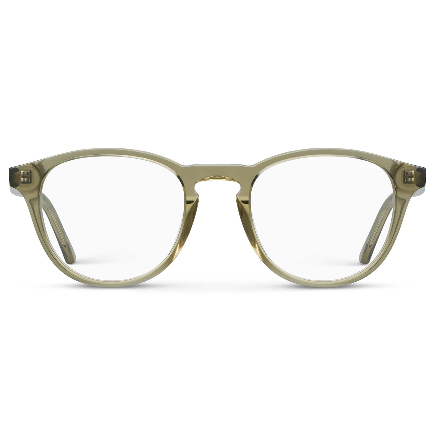 Crystal Moss Green || Unisex Round Eyeglasses with Crystal Moss Green Acetate Frame and Clear Prescription Lens