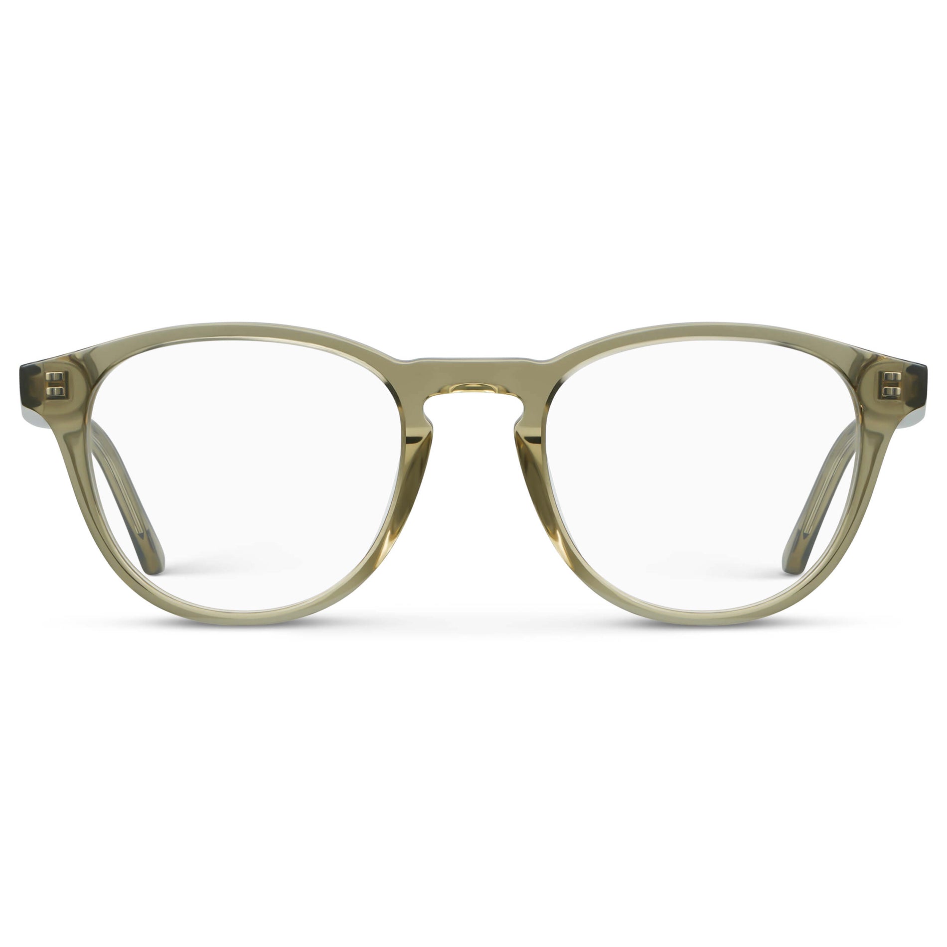Crystal Moss Green || Unisex Round Eyeglasses with Crystal Moss Green Acetate Frame and Clear Prescription Lens