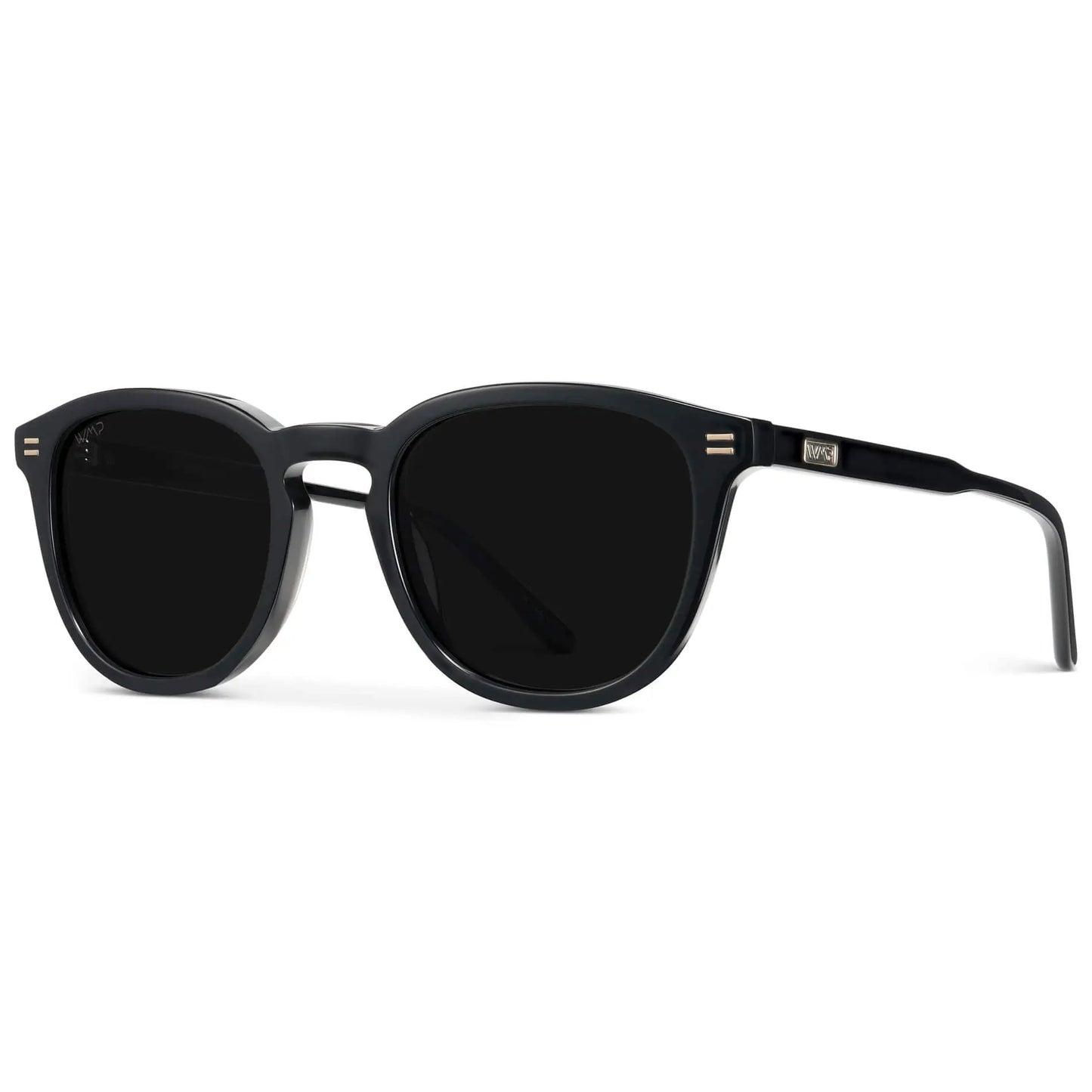 Black / Triple Black Lens || Men's Rounded Oval Polarized Sunglasses with Black Acetate Frame and Black Lens