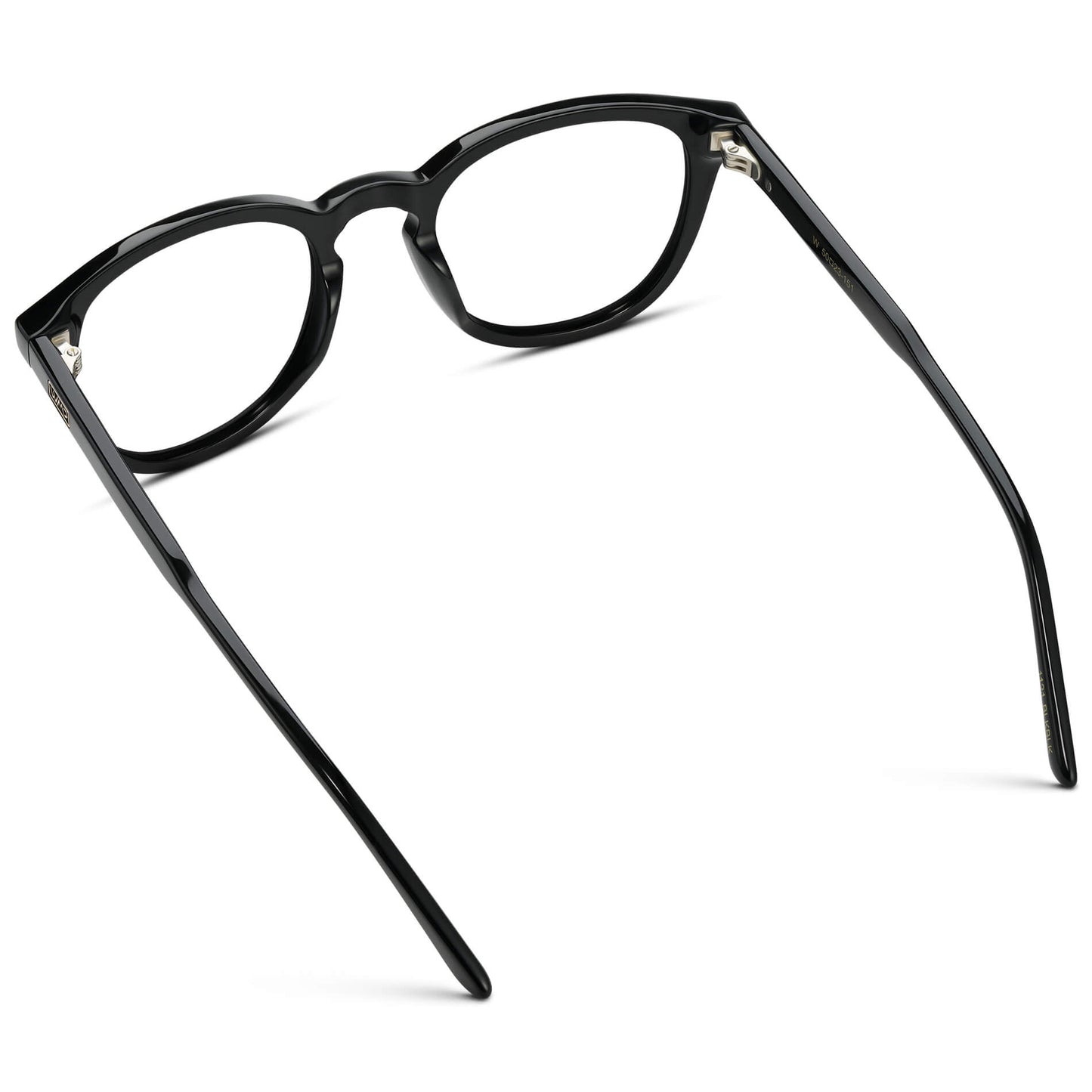 Black || Men's Round Prescription Eyeglasses with Black Acetate Frame and Clear Prescription Lenses