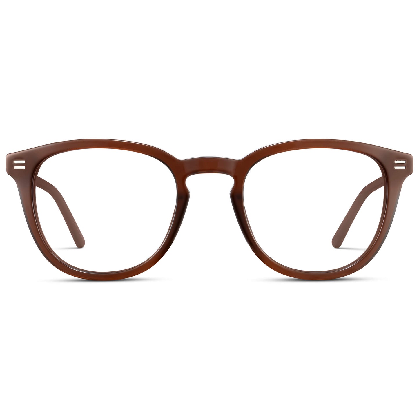 Burnt Cedar Brown || Men's Round Prescription Eyeglasses with Brown Acetate Frame and Clear Prescription Lenses
