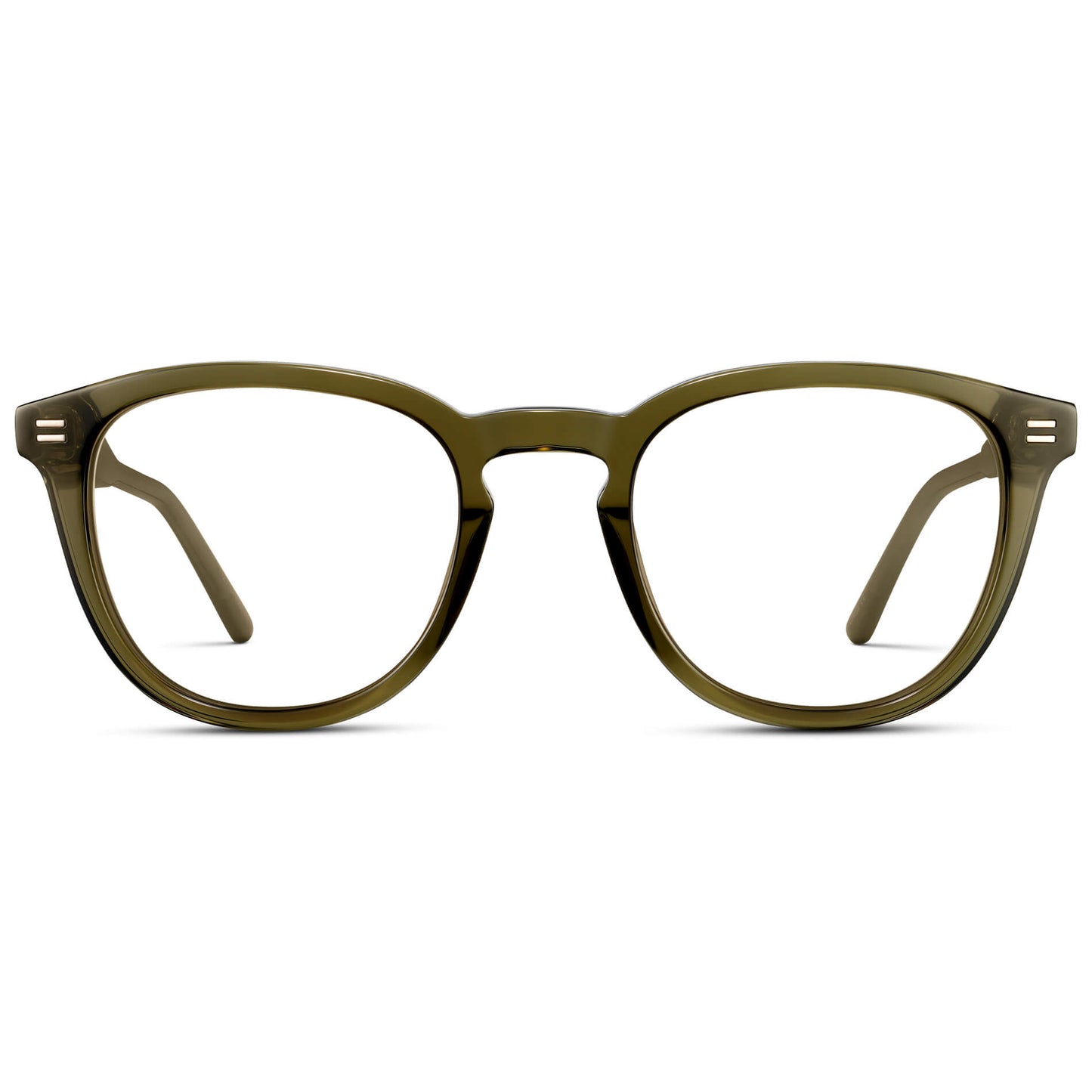 Dark Moss Green || Men's Round Prescription Eyeglasses with Green Acetate Frame and Clear Prescription Lenses