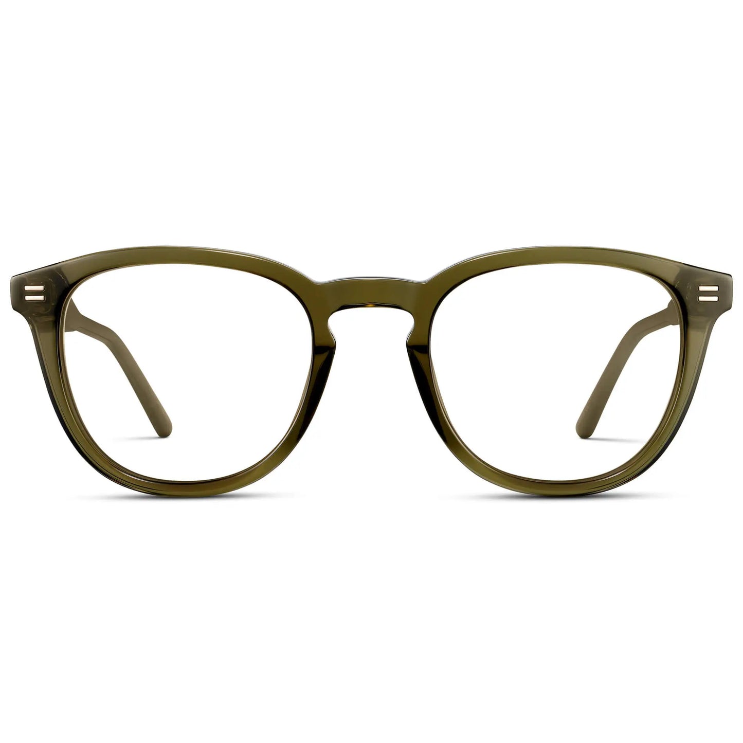 Dark Moss Green || Men's Round Prescription Eyeglasses with Green Acetate Frame and Clear Prescription Lenses