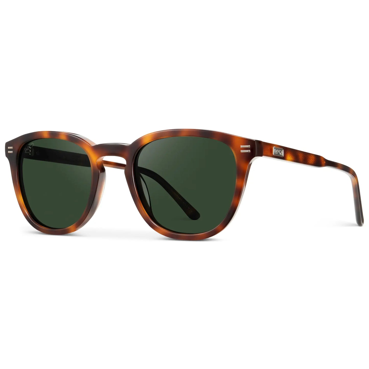 Havana Tortoise / Smoke Green Lens || Men's Rounded Oval Polarized Sunglasses with Tortoise Acetate Frame and Smoke Green Lens