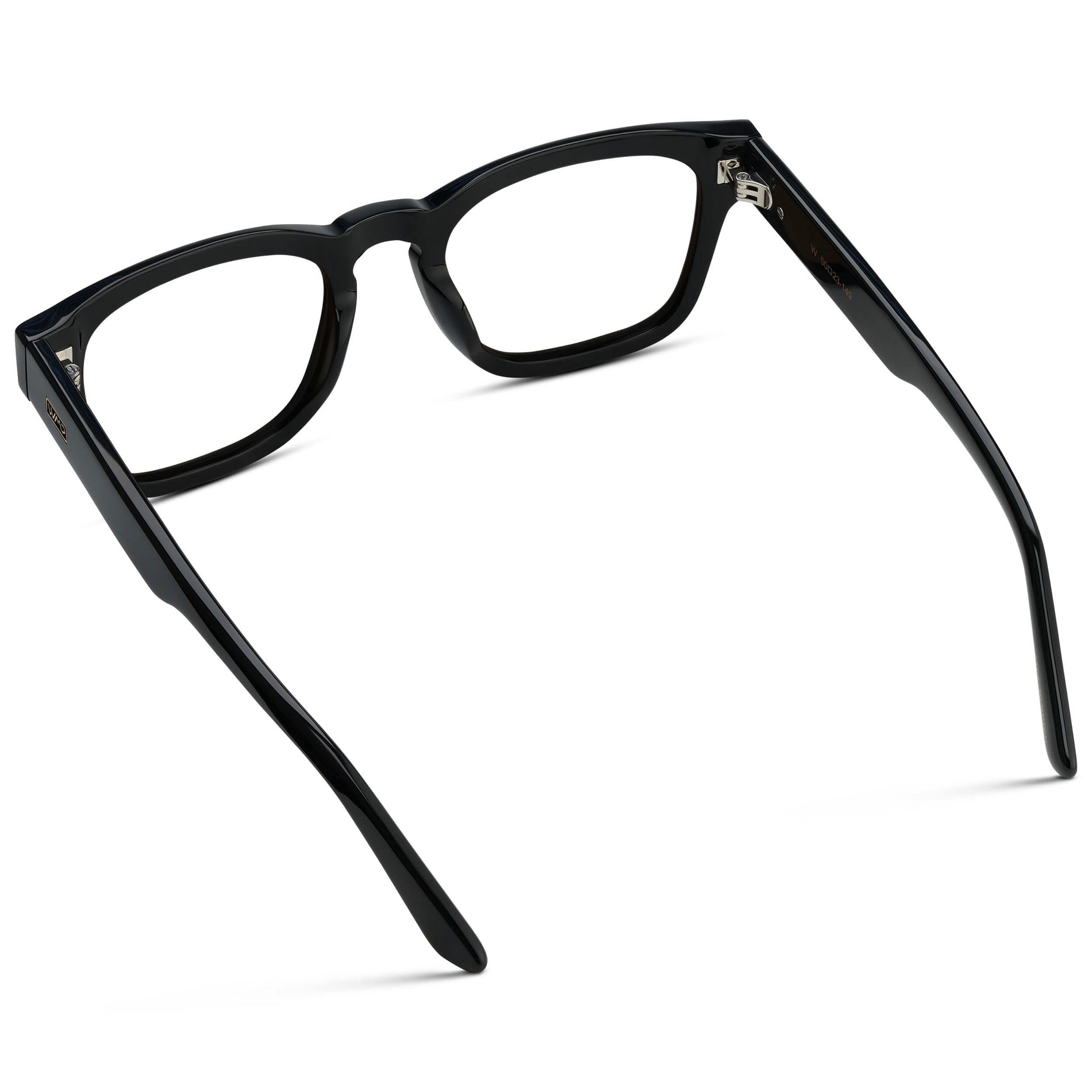 Black || Men's Geometric Rectangular Eyeglasses with Black Acetate Frame and Clear Prescription Lens
