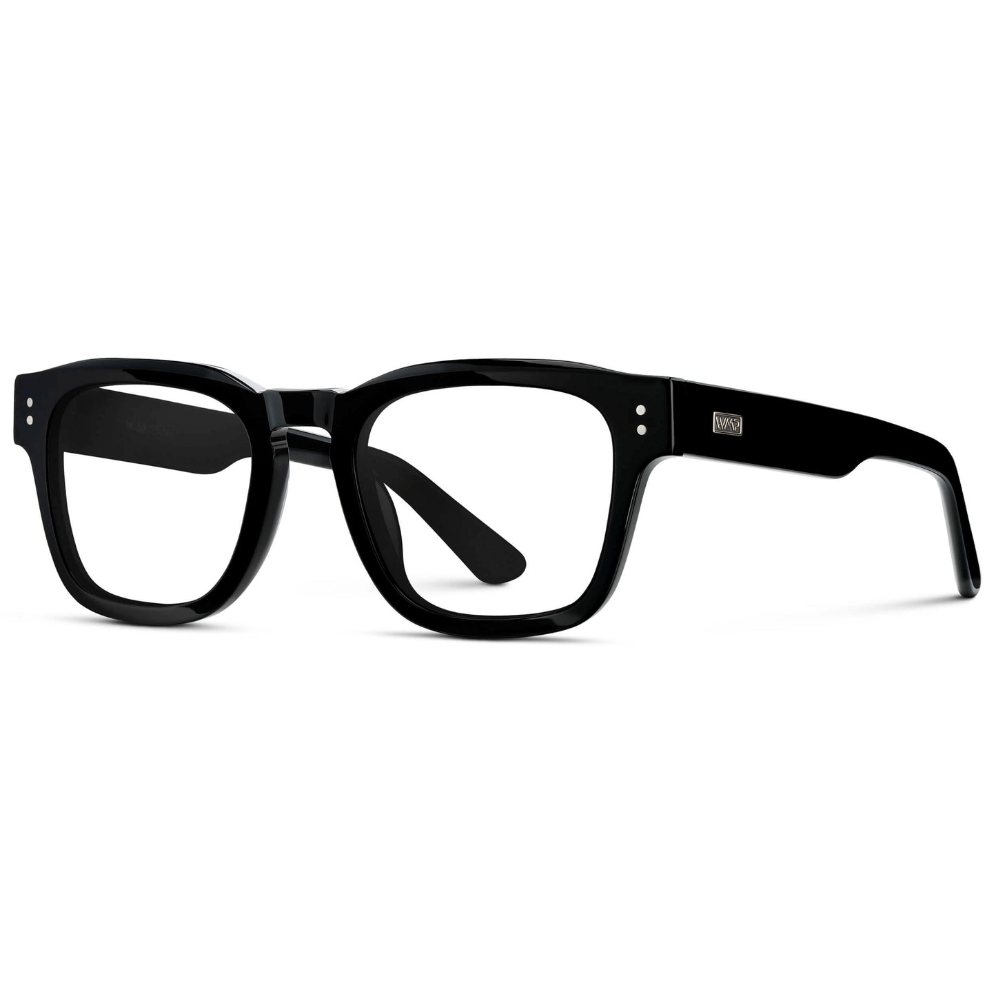 Black || Men's Geometric Rectangular Eyeglasses with Black Acetate Frame and Clear Prescription Lens