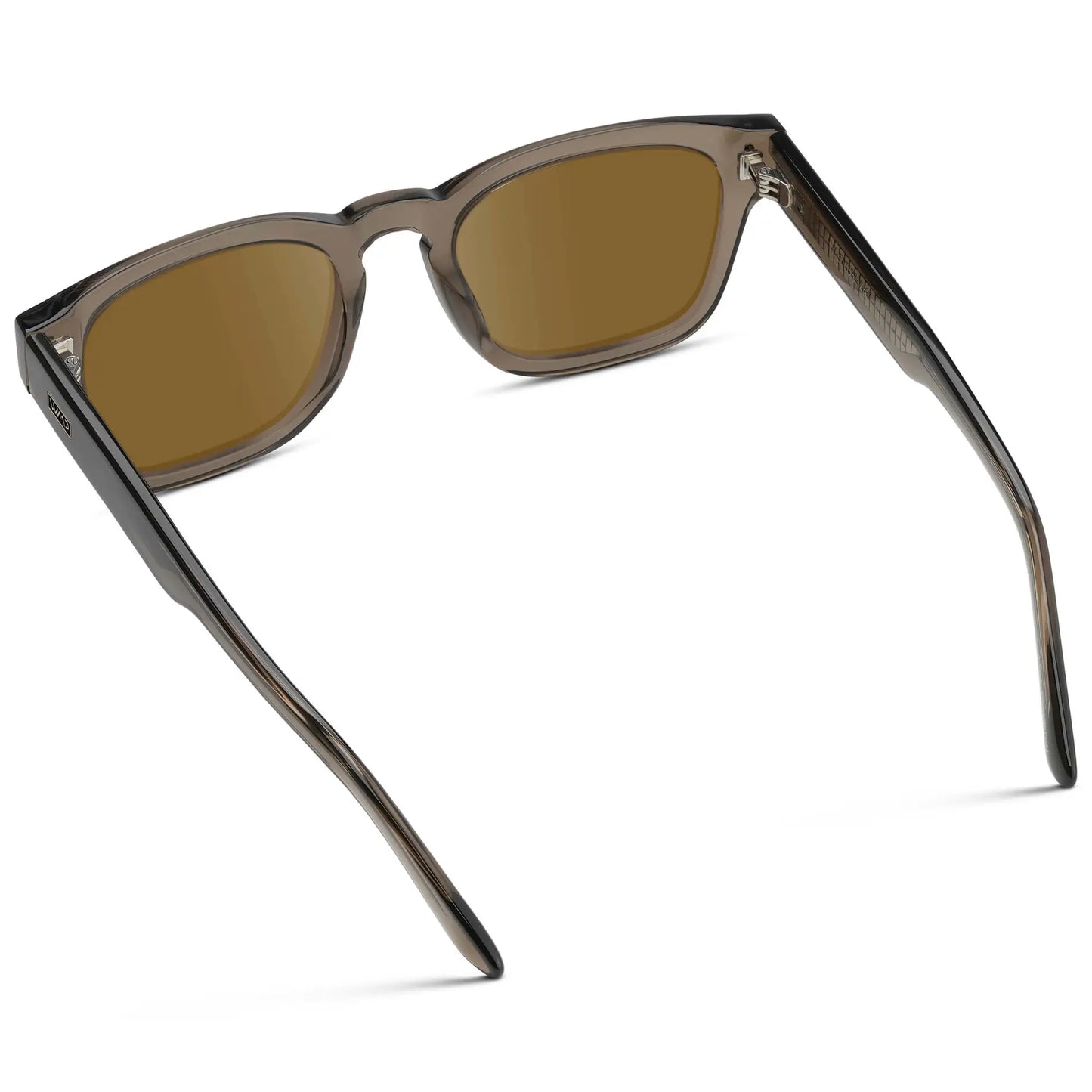 Crystal Gunmetal / Amber || Back view of Men's Geometric Rectangular Prescription Sunglasses with Crystal Gunmetal Acetate Frame and Amber Prescription Lens