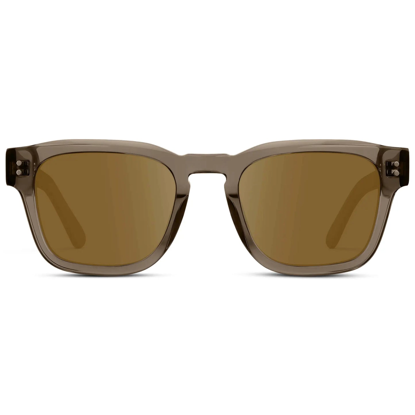 Crystal Gunmetal / Amber || Front view of Men's Geometric Rectangular Prescription Sunglasses with Crystal Gunmetal Acetate Frame and Amber Prescription Lens