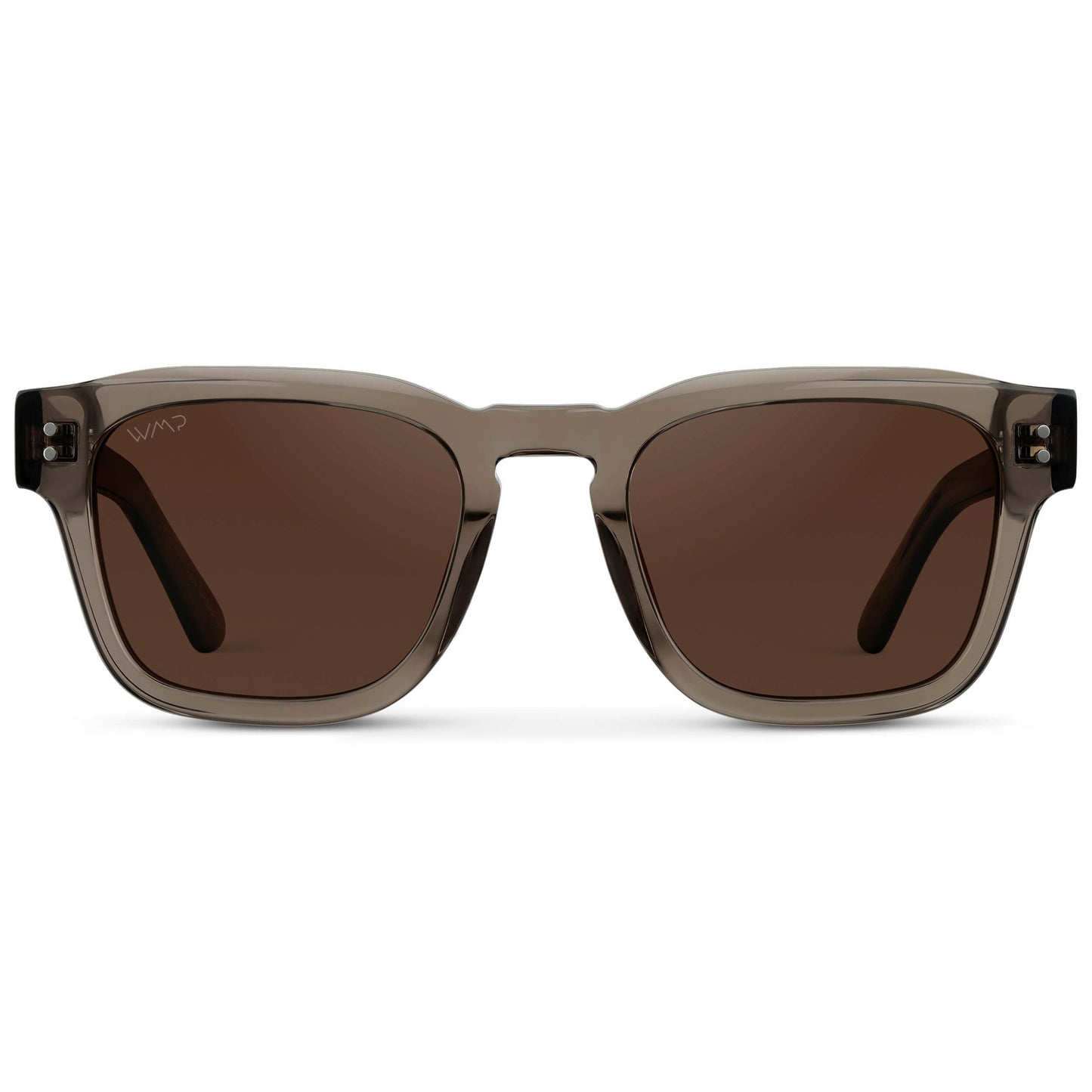 Crystal Gunmetal / Dark Brown Lens || Men's Geometric Rectangular Sunglasses with Crystal Gunmetal Acetate Frame and Dark Brown Polarized Lens