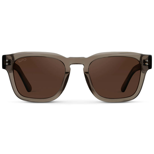 Crystal Gunmetal / Dark Brown Lens || Men's Geometric Rectangular Sunglasses with Crystal Gunmetal Acetate Frame and Dark Brown Polarized Lens