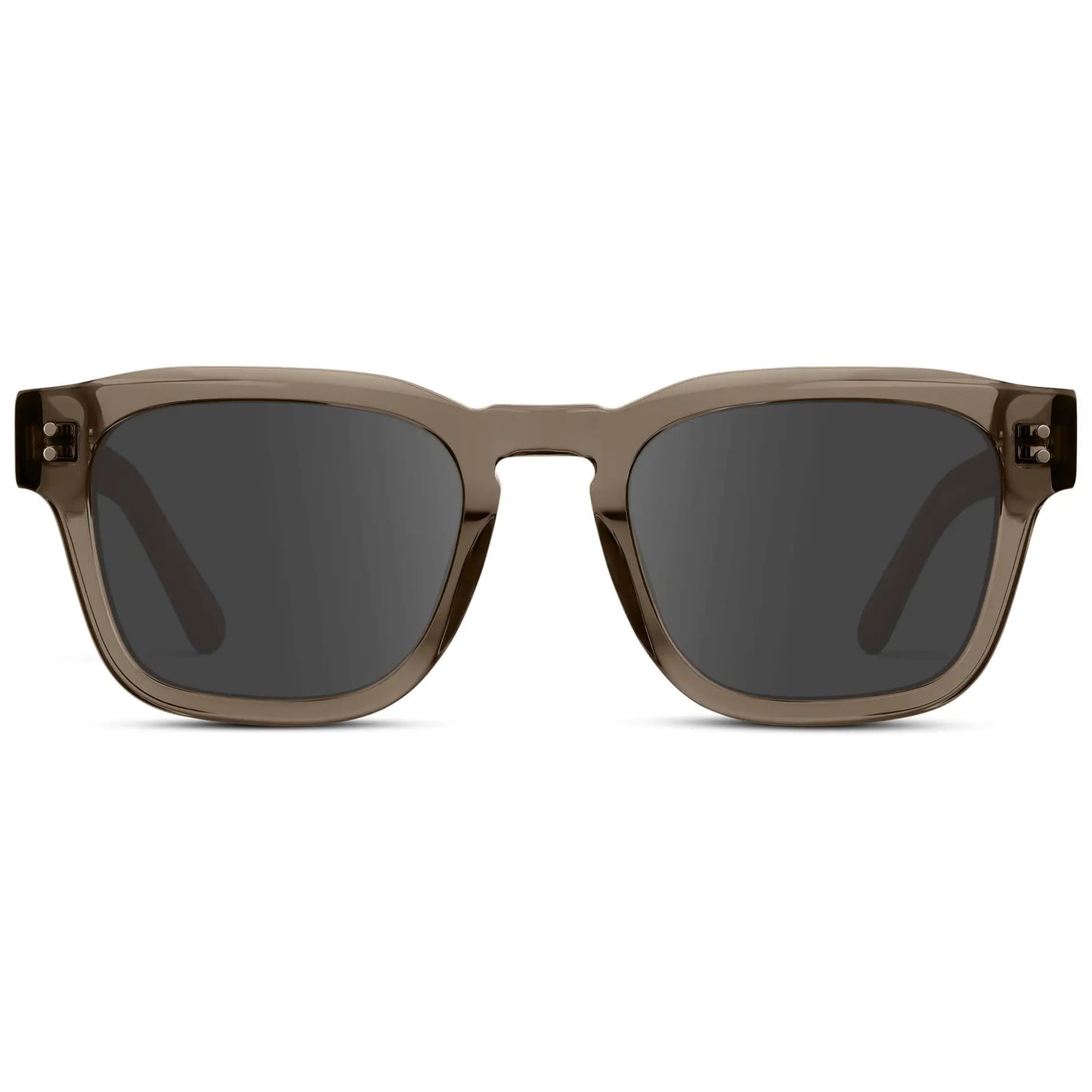 Crystal Gunmetal / Grey || Front view of Men's Geometric Rectangular Prescription Sunglasses with Crystal Gunmetal Acetate Frame and Grey Prescription Lens