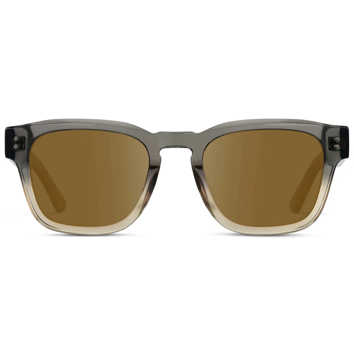 Graphite Horizon Grey / Amber || Front view of Men's Geometric Rectangular Prescription Sunglasses with Grey Acetate Frame and Amber Prescription Lens