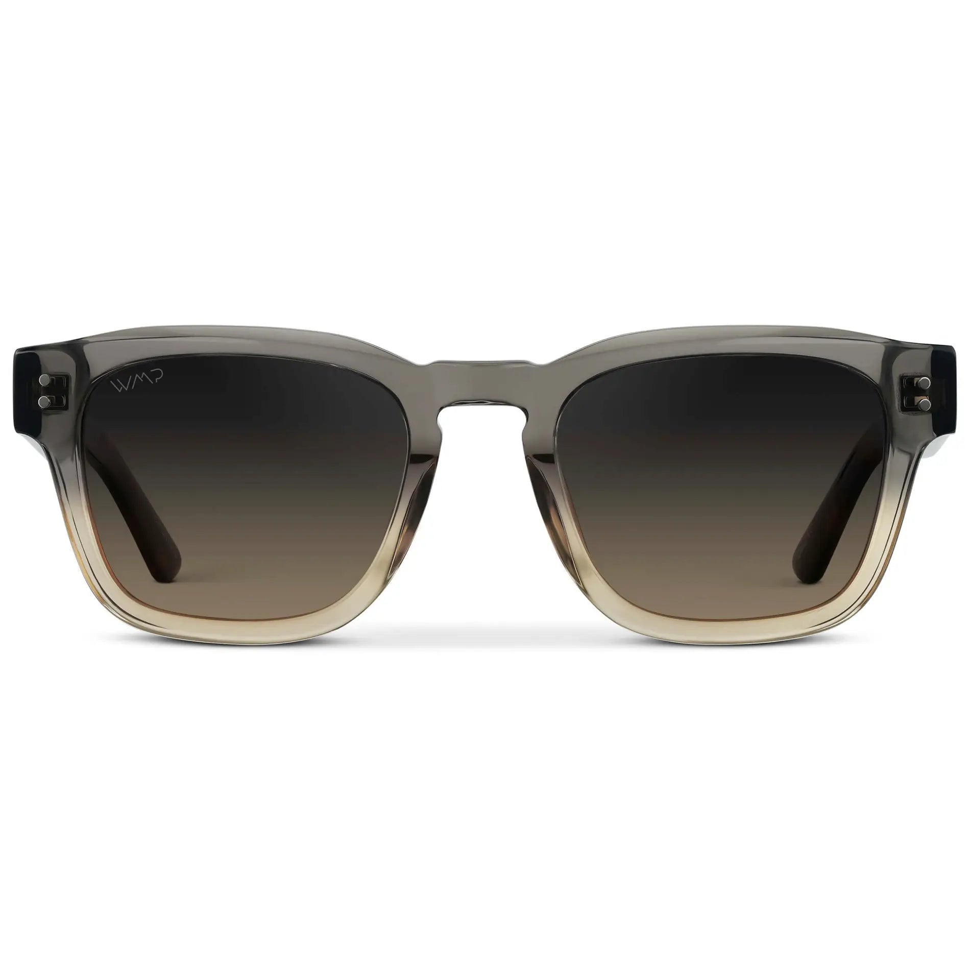 Graphite Horizon Grey / Grey Brown Gradient Lens || Men's Geometric Rectangular Sunglasses with Graphite Horizon Grey Acetate Frame and Grey Brown Gradient Polarized Lens