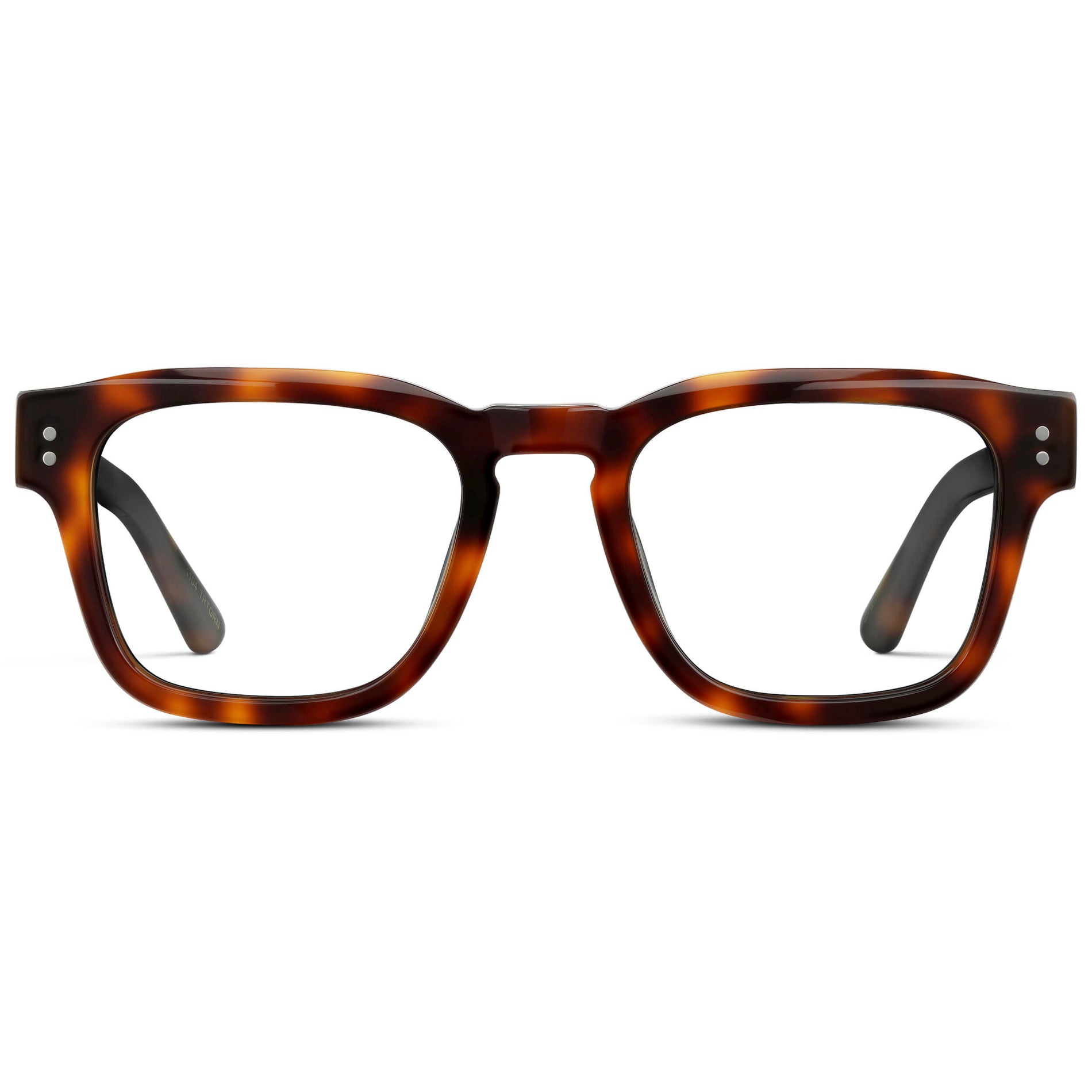 Havana Tortoise || Men's Geometric Rectangular Eyeglasses with Havana Tortoise Acetate Frame and Clear Prescription Lens