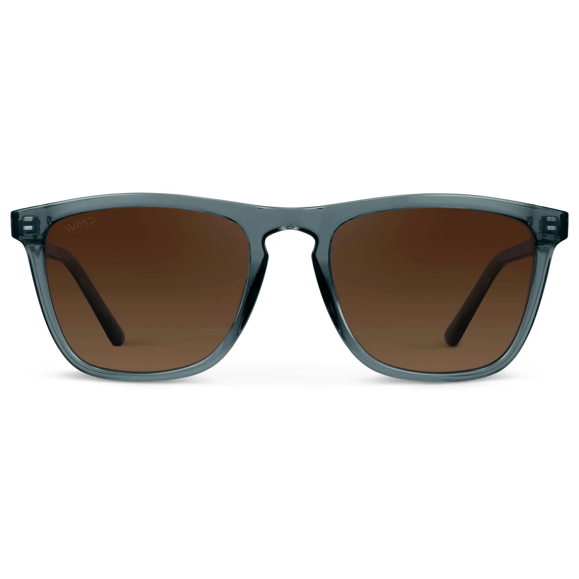 Crystal Stone Blue / Brown Gradient Lens || Crystal Blue Classic Square Frame Sunglasses with Brown Polarized Lenses