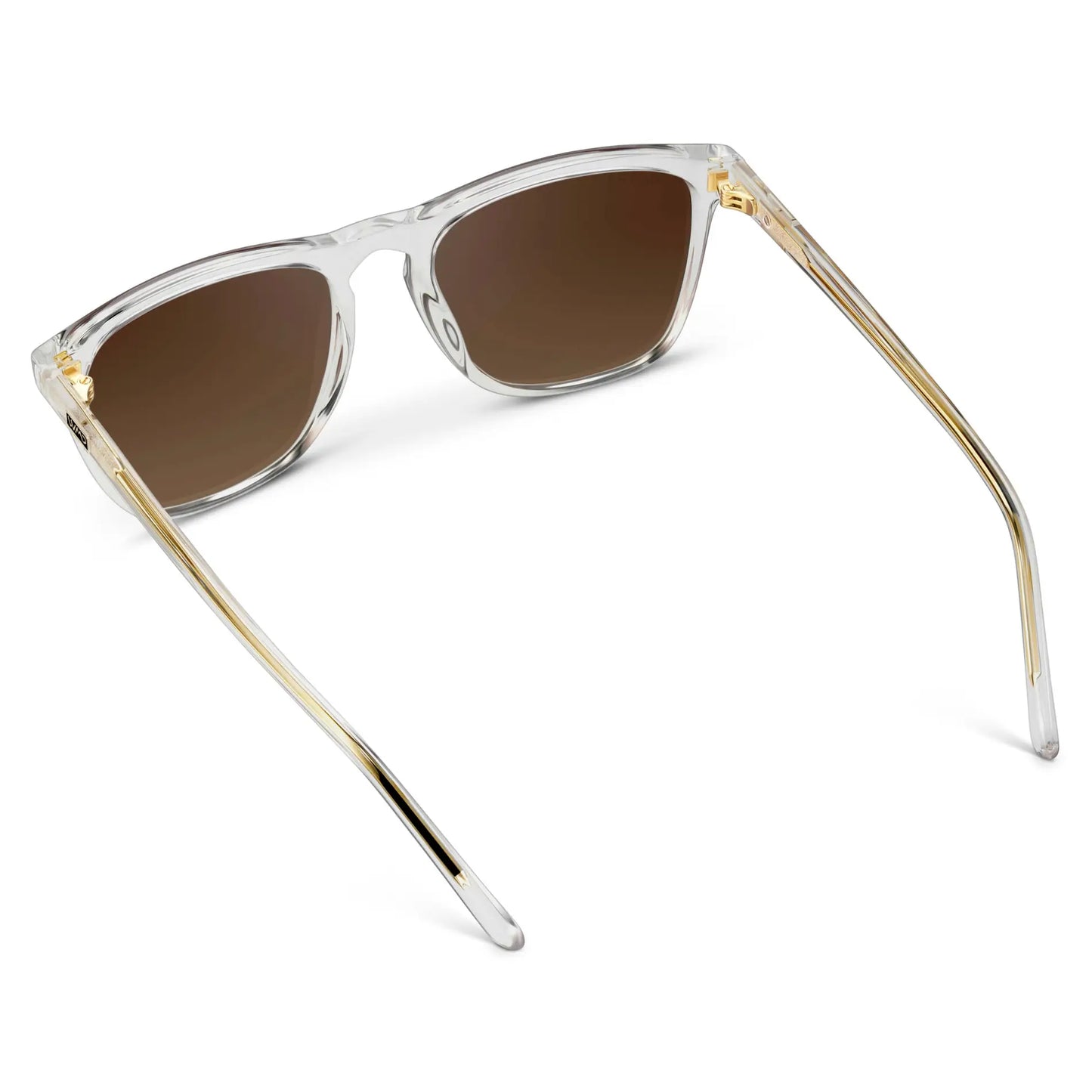Clear / Brown Gold Gradient Lens || Clear Classic Square Frame Sunglasses with Brown Gold Polarized Gradient Lenses