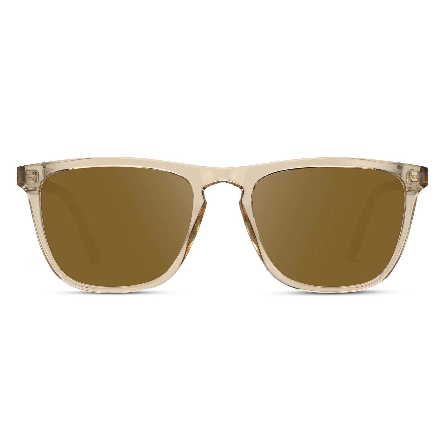 Sand Brown / Amber || Sand Brown Square Frame Prescription Sunglasses with Brown Lenses on a white background