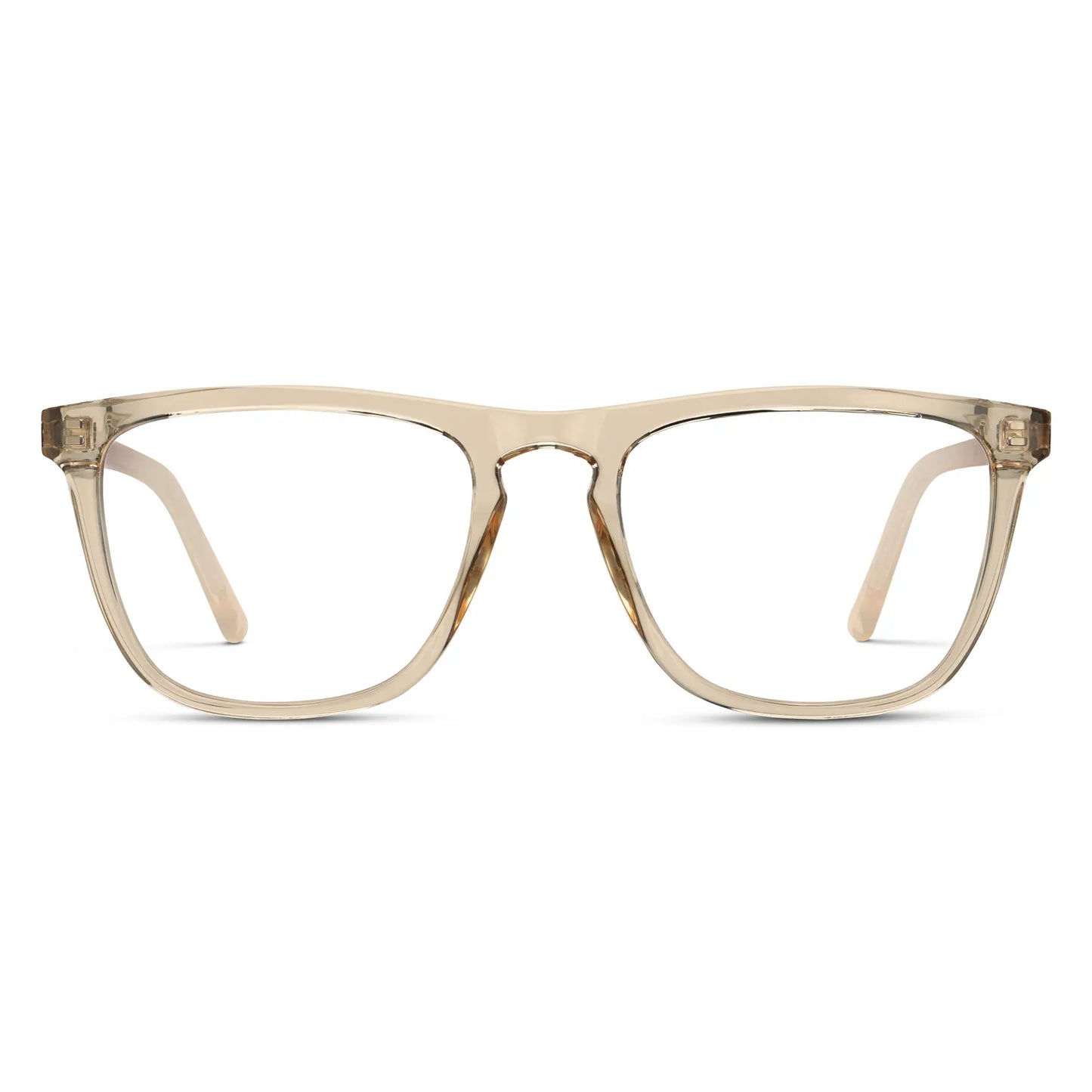 Sand Brown || Men's Square Prescription Glasses with Sand Brown Frame and Clear Lenses on a white background