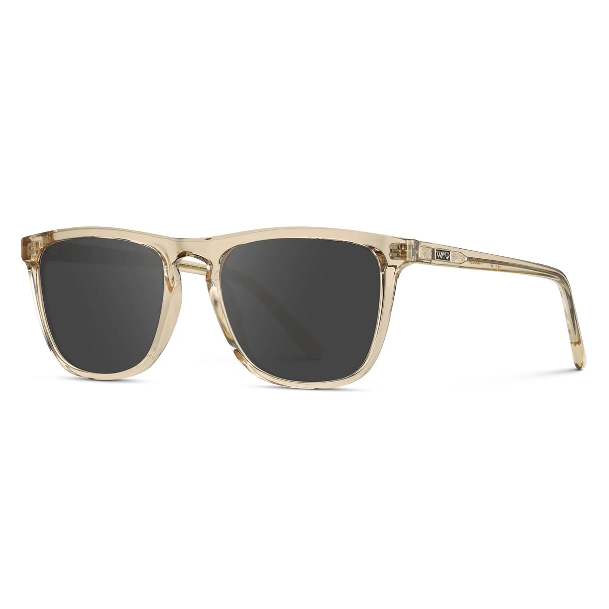 Sand Brown / Grey || Sand Brown Square Frame Prescription Sunglasses with Grey Lenses on a white background