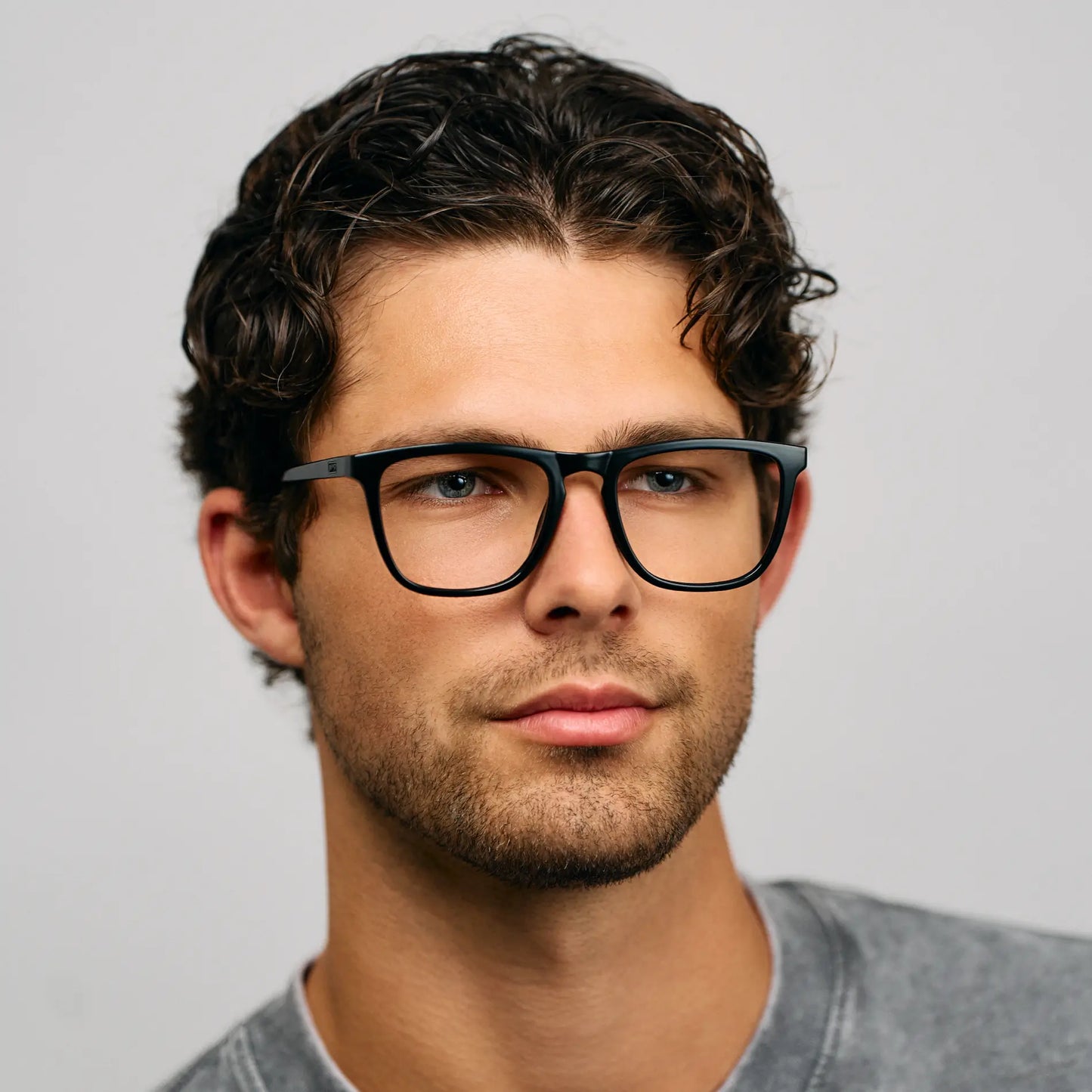 Black || Black Square Frame Prescription Glasses with Clear Lenses