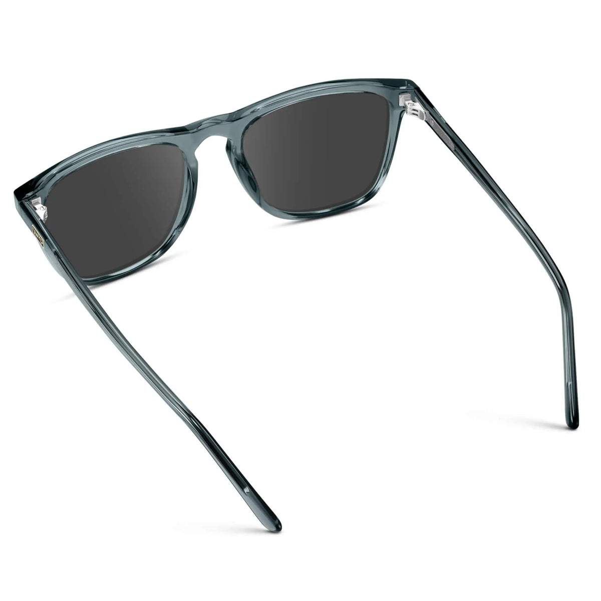 Crystal Stone Blue / Grey || Back view of Men's Square Prescription Sunglasses with Crystal Stone Blue Frame and Grey Lenses on a white background
