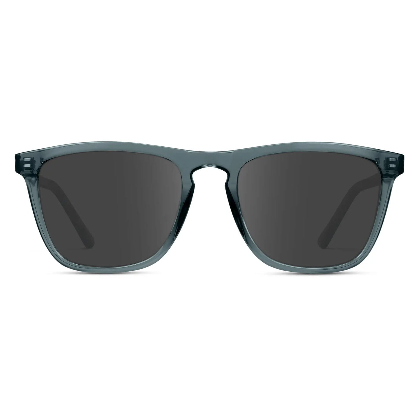 Crystal Stone Blue / Grey || Men's Square Prescription Sunglasses with Crystal Stone Blue Frame and Grey Lenses on a white background