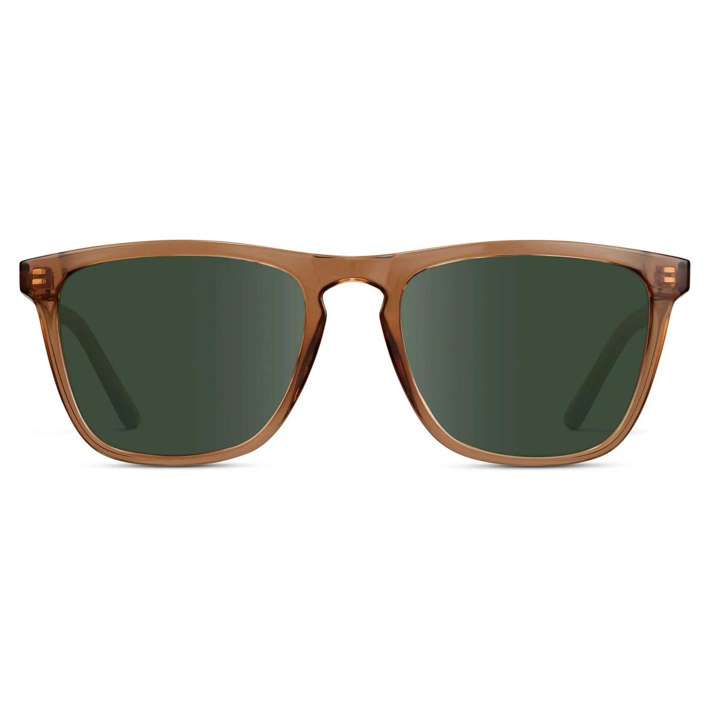 Crystal Brown / G15 || Men's Square Prescription Sunglasses with Crystal Brown Frame and Green Lenses on a white background