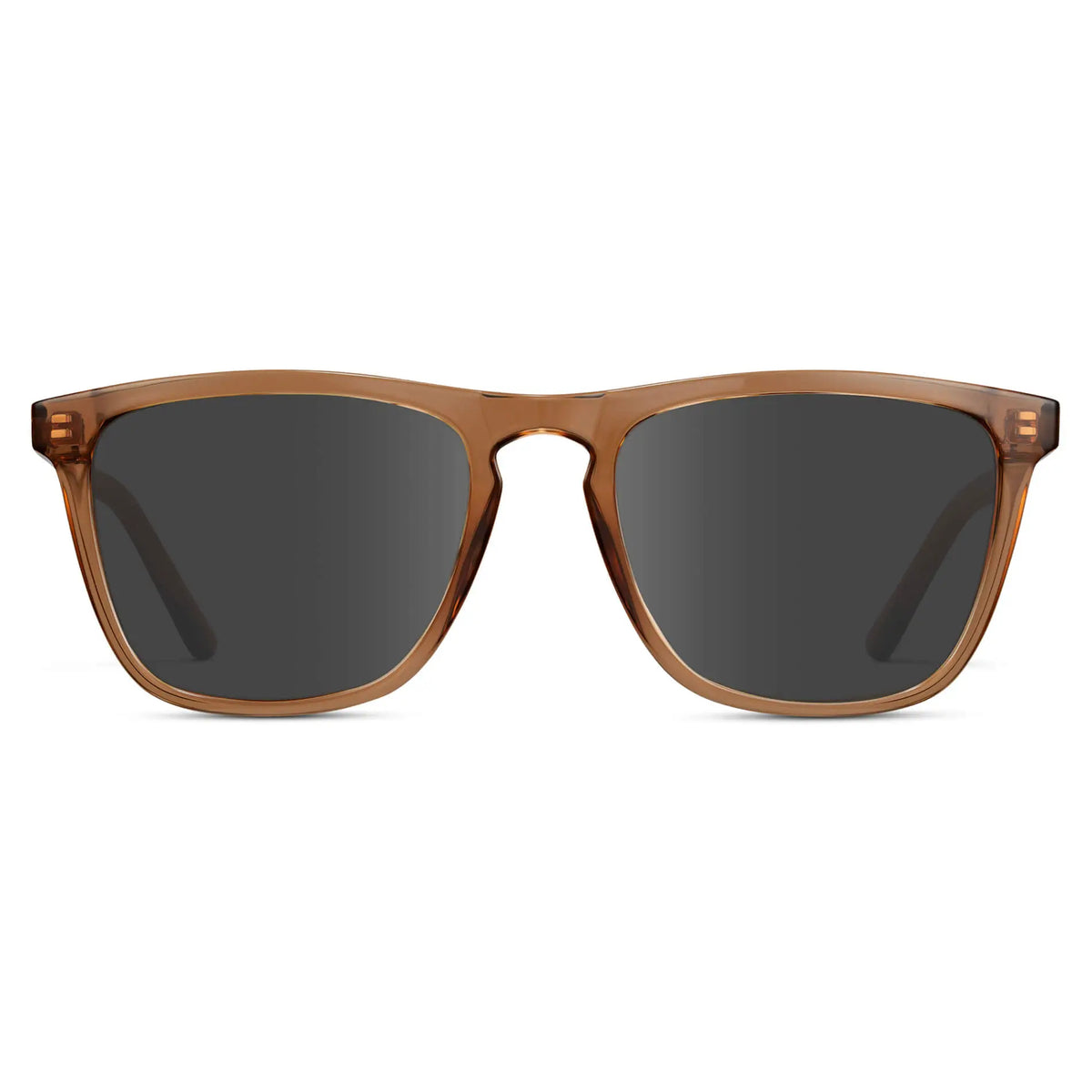 Crystal Brown / Grey || Men's Square Prescription Sunglasses with Crystal Brown Frame and Grey Lenses on a white background