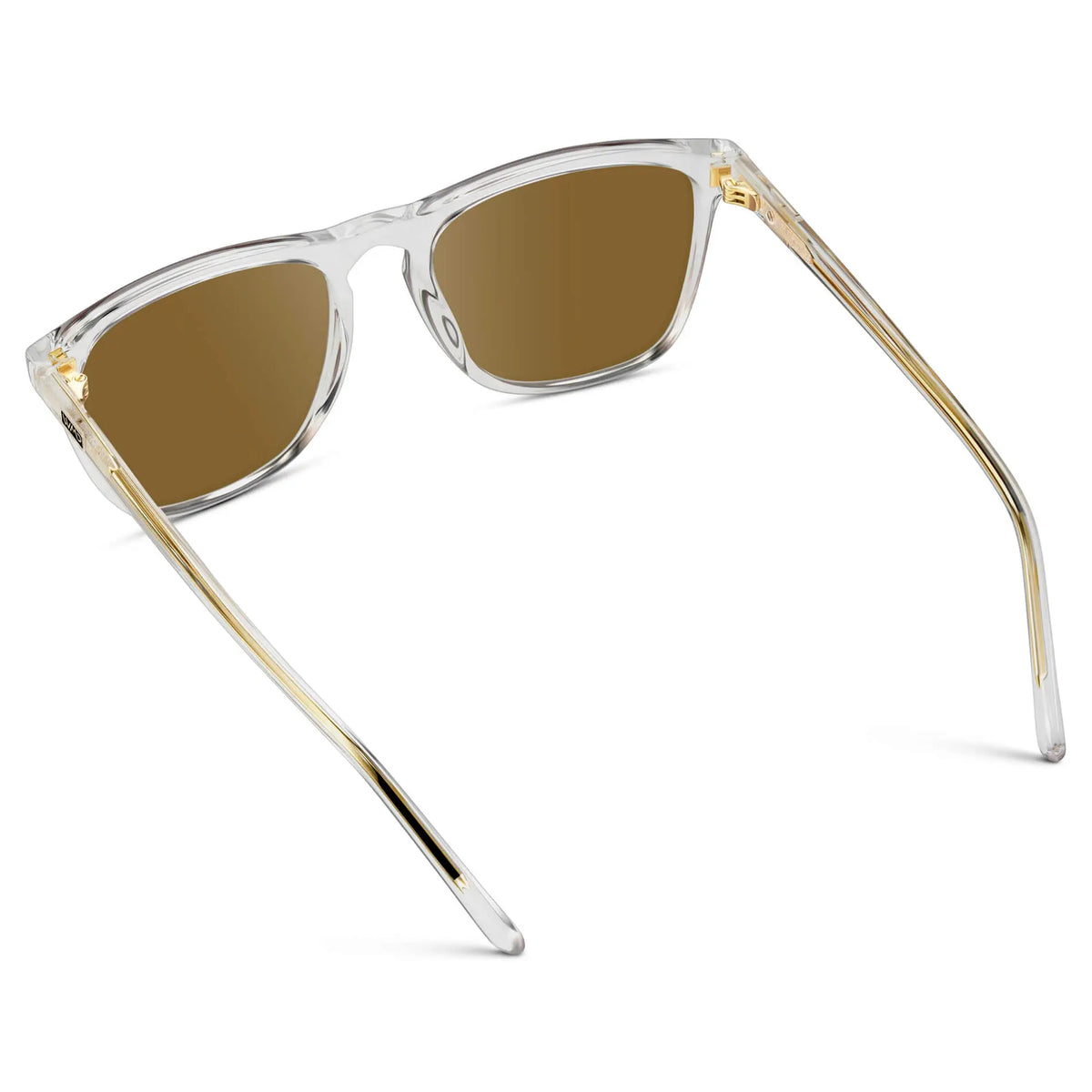 Clear / Amber || Back view of Men's Square Prescription Sunglasses with Clear Frame and Amber Lenses on a white background