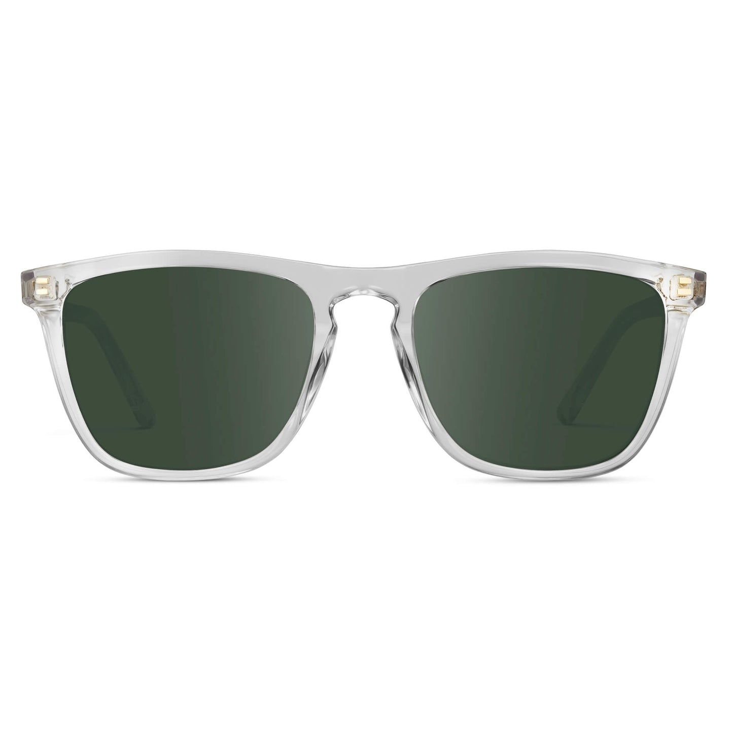Clear / G15 Lens || Clear Square Frame Prescription Sunglasses with Green Lenses