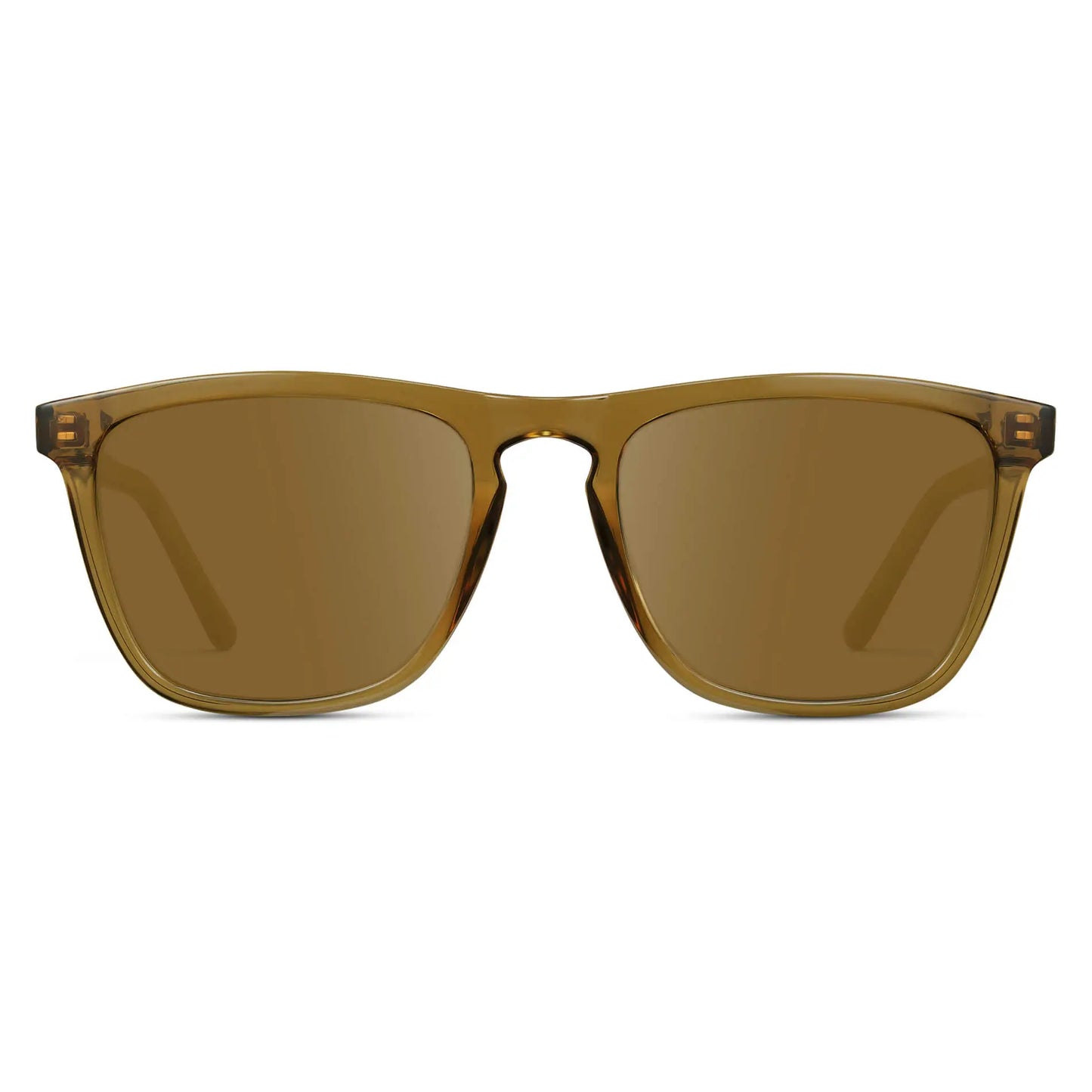 Crystal Verde / Amber || Men's Square Prescription Sunglasses with Crystal Verde Frame and Amber Lenses on a white background