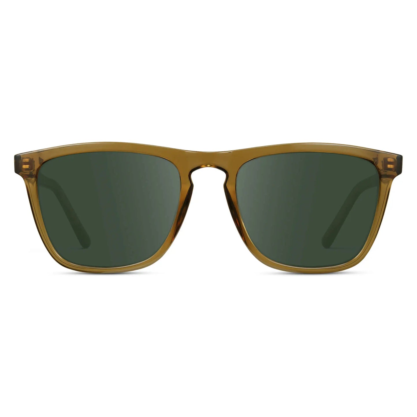 Crystal Verde / G15 || Men's Square Prescription Sunglasses with Crystal Verde Frame and Green Lenses on a white background