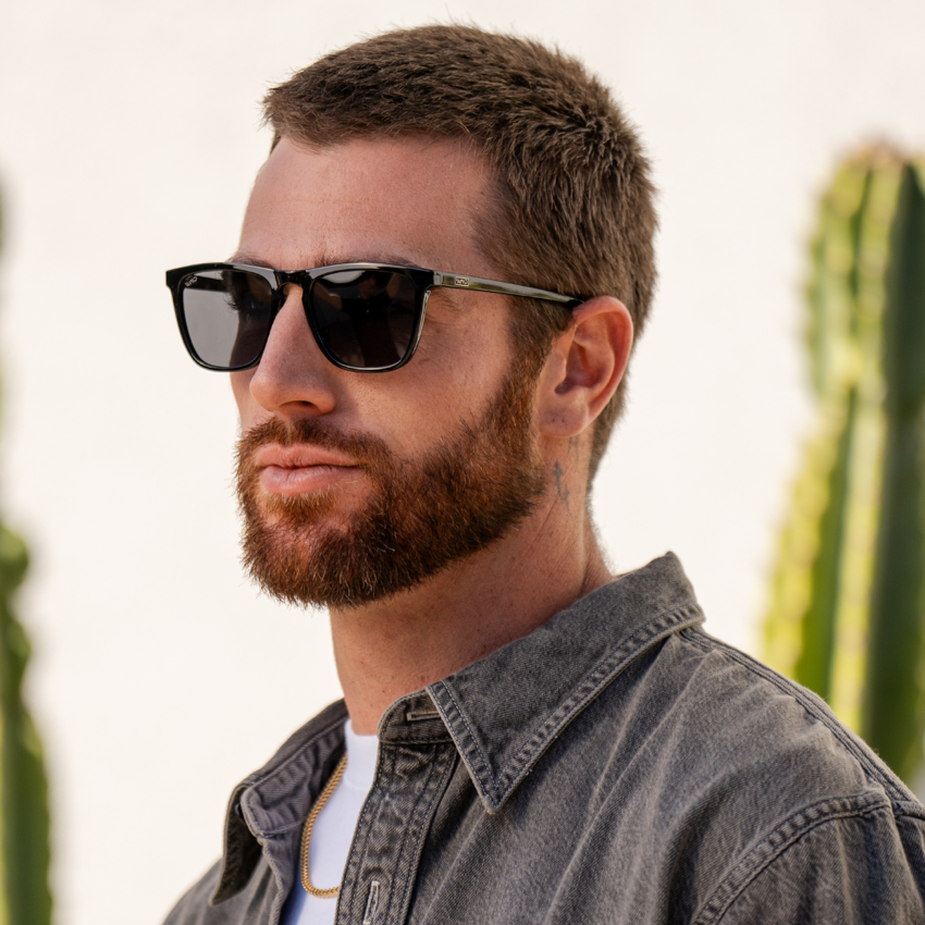 Black / Black Lens || Black Classic Square Frame Sunglasses with Black Polarized Lenses