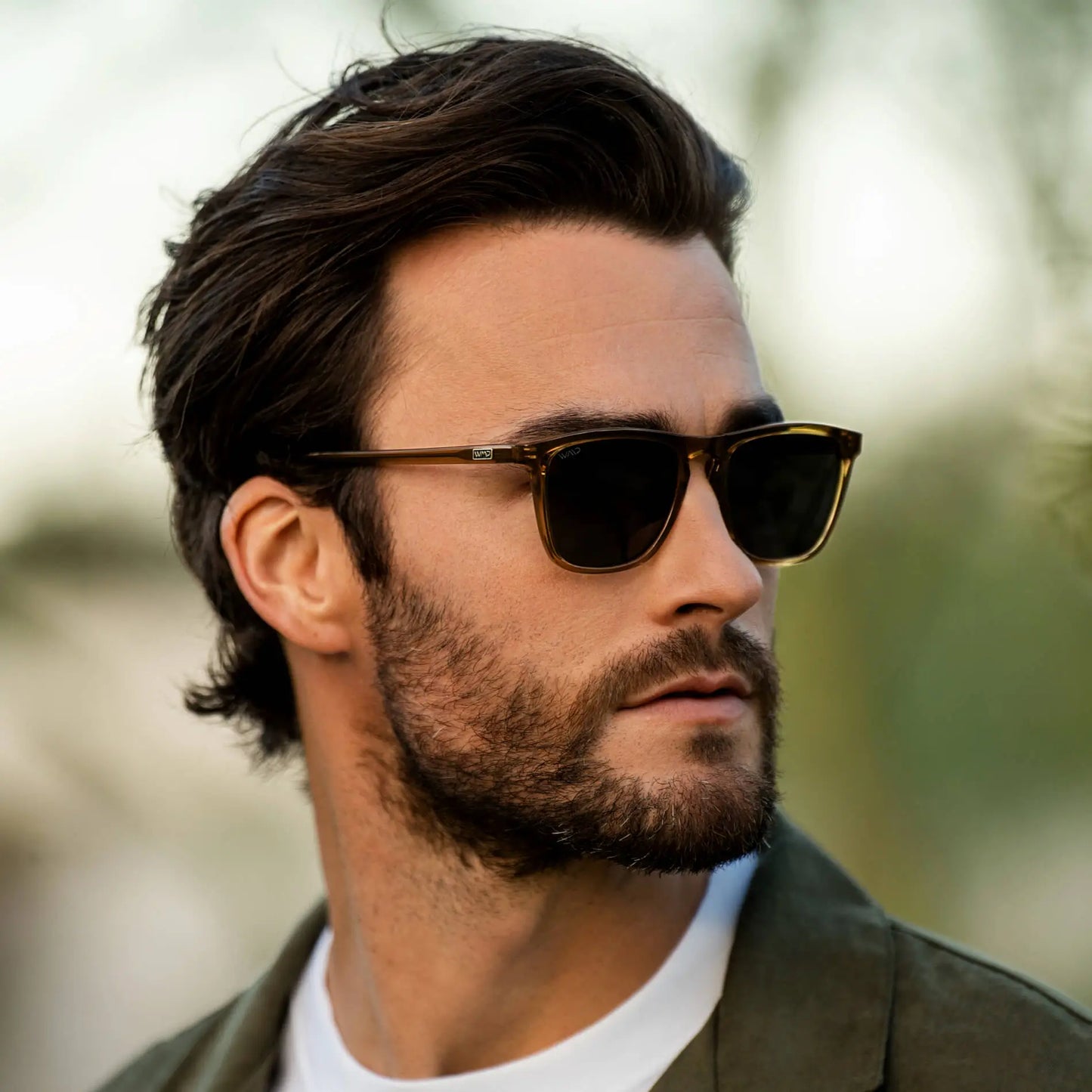 Crystal Verde / Triple Black Lens || Dark Green Classic Square Frame Sunglasses with Triple Black Polarized Lenses