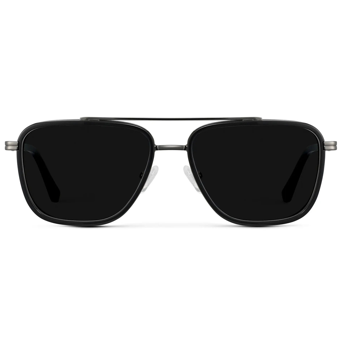 Black / Triple Black Lens || Men's Aviator Sunglasses with Black frame and Triple Black Lens on a white background